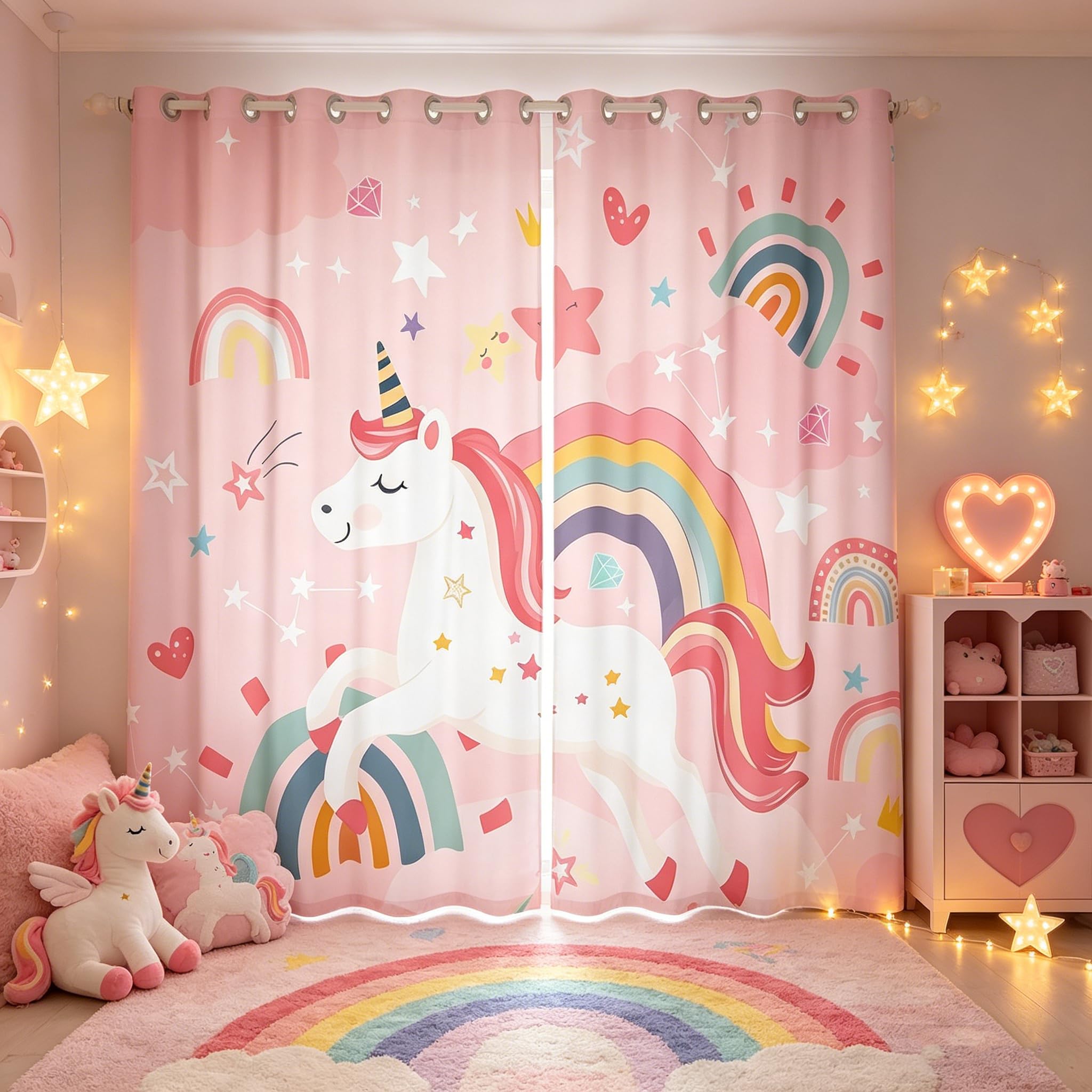 Rideaux licorne enfants Homemissing 132x228cm pour chambre fille