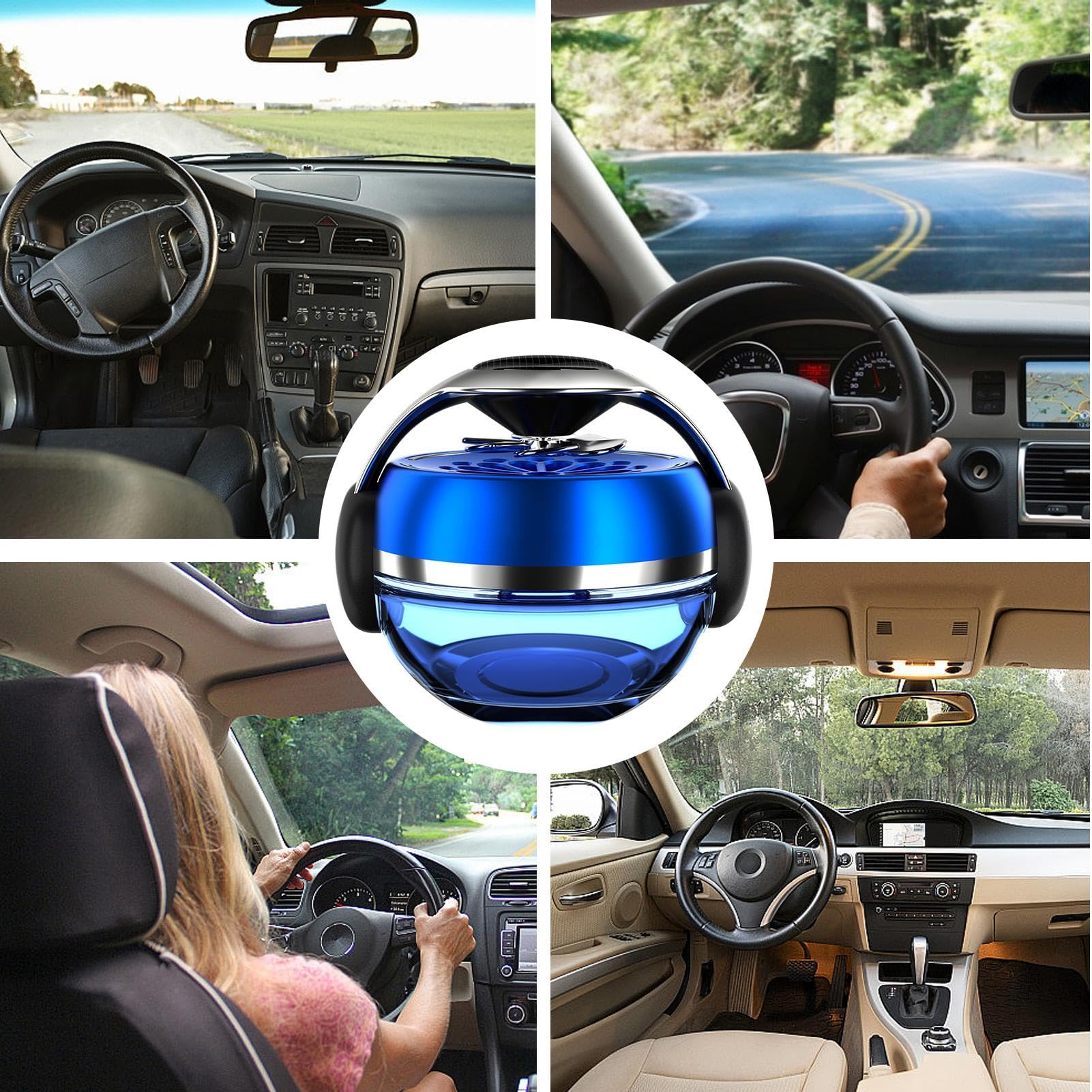 Diffusore Solare Di Profumo Per Auto Purificatore D'Aria Ricaricabile,