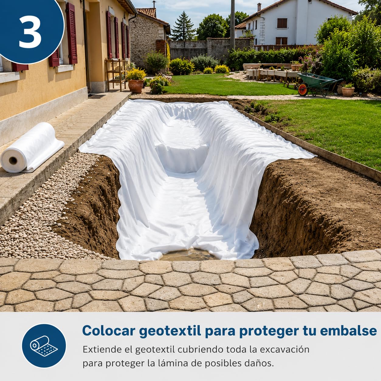 Lámina Impermeabilizante de EPDM 3x4 m Negra de 1mm y 200grs/m2 de Geotextil | Alta Elasticidad | Resistencia UV y Temperatura Extremas | Ideal Estanques, Embalses y Cubiertas.