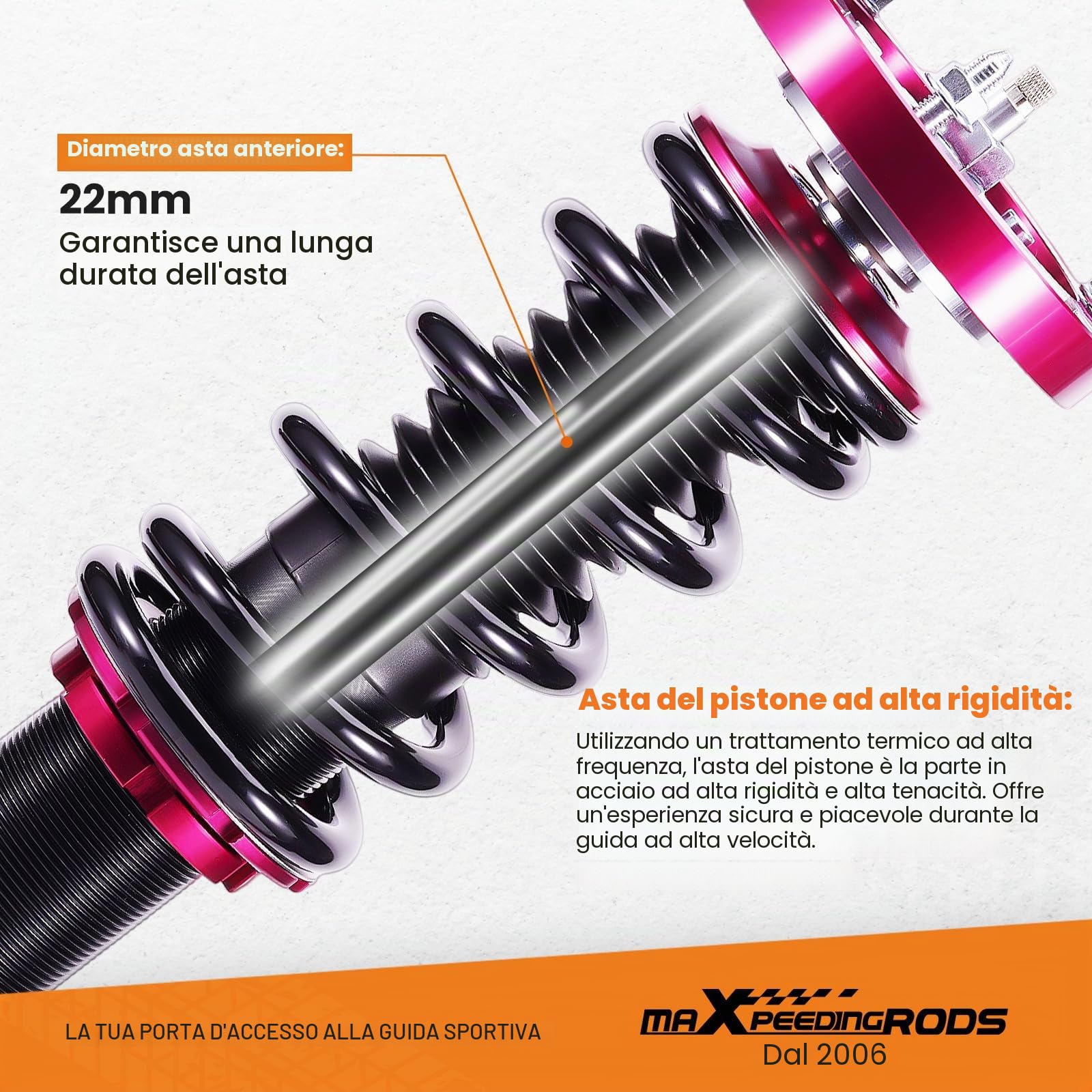 maXpeedingrods Assetto filettato per E46 3 98-06, durezza regolabile, 320d,330d, rosso