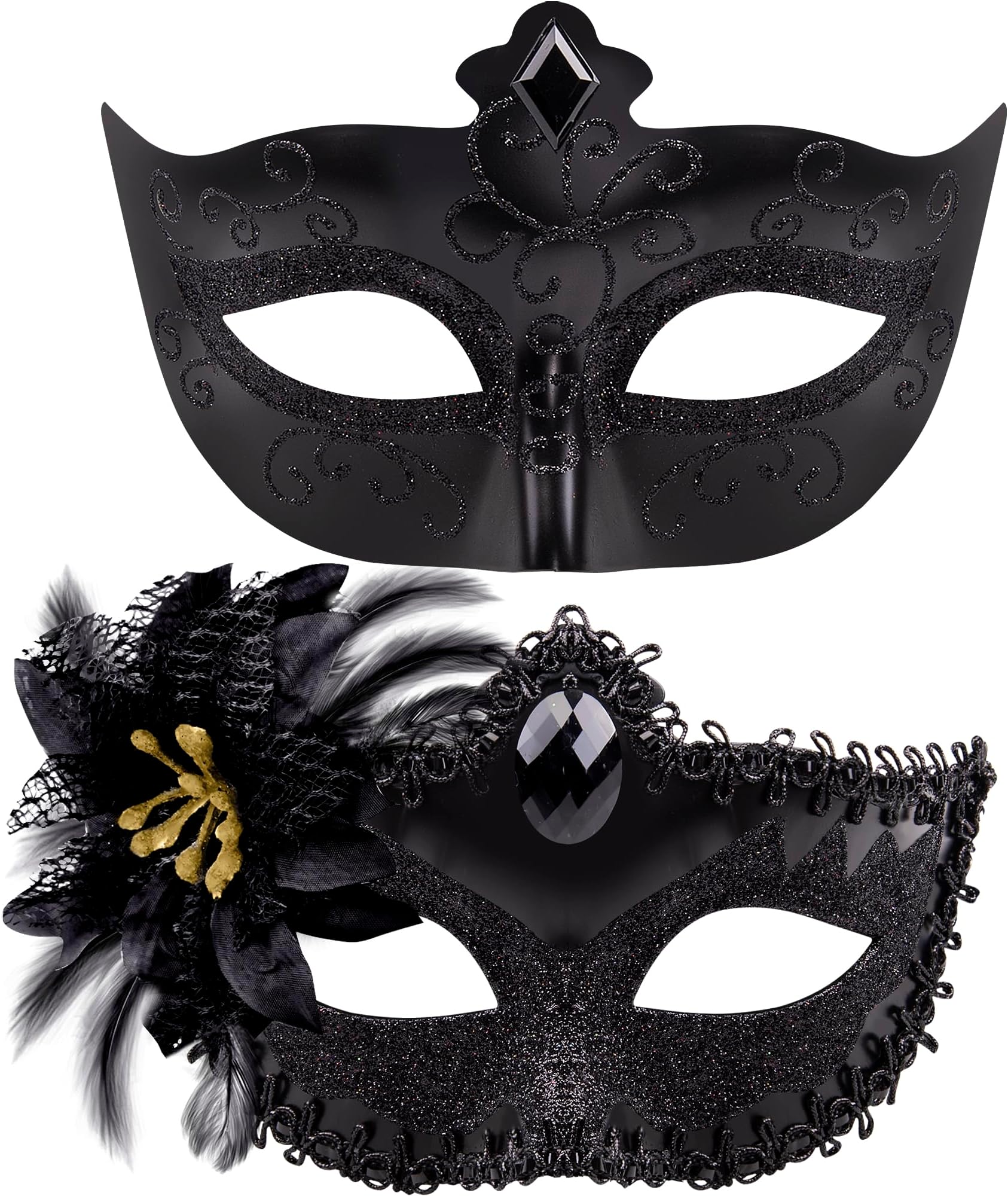 Couple Masquerade Masks Set Venetian Party Mask Plastic Halloween Costume Mask Mardi Gras Mask for Women and Men
