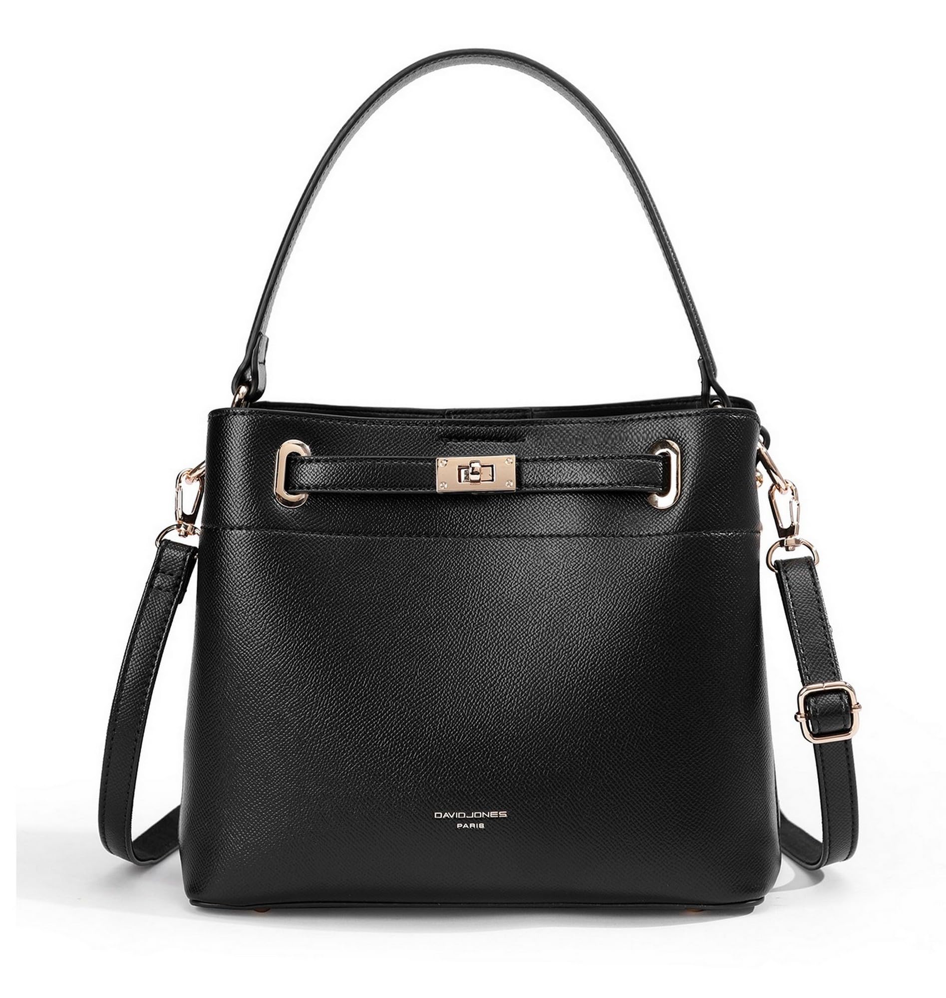 David Jones - Bucket Bag Damen, Beuteltasche Eimertasche PU Leder | Mittelgroße Umhängetasche, Schultertasche mit 3 Fächern, Elegante Tasche, Stilvolle Handtasche, Modische Henkeltasche Alltag