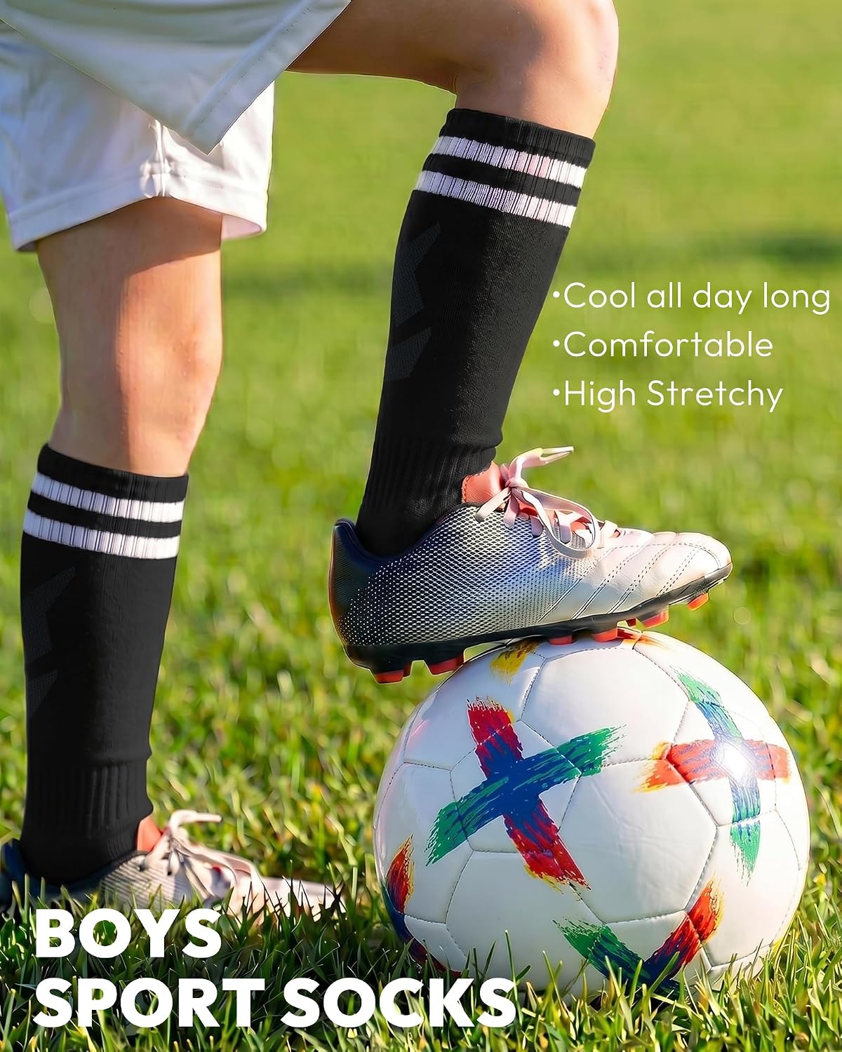HONGTEYA Kids Soccer Socks Youth Knee High Boys Girls Athletic Sports Sock