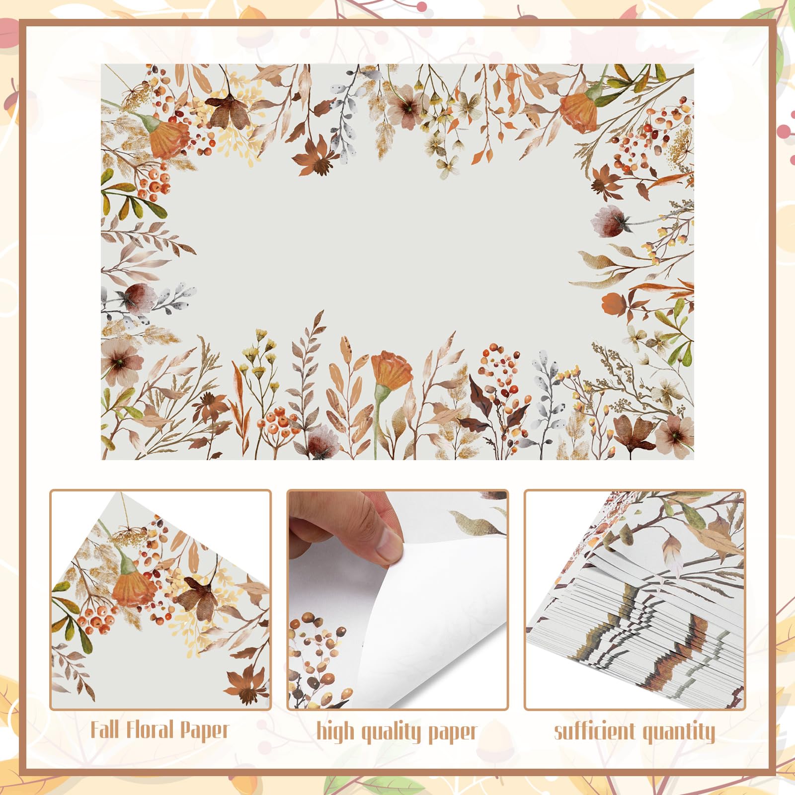 Watersay 50 manteles individuales de papel de otoño de 11 x 17 pulgadas, manteles individuales de papel de flores silvestres de temporada, manteles individuales de papel desechables para Acción de