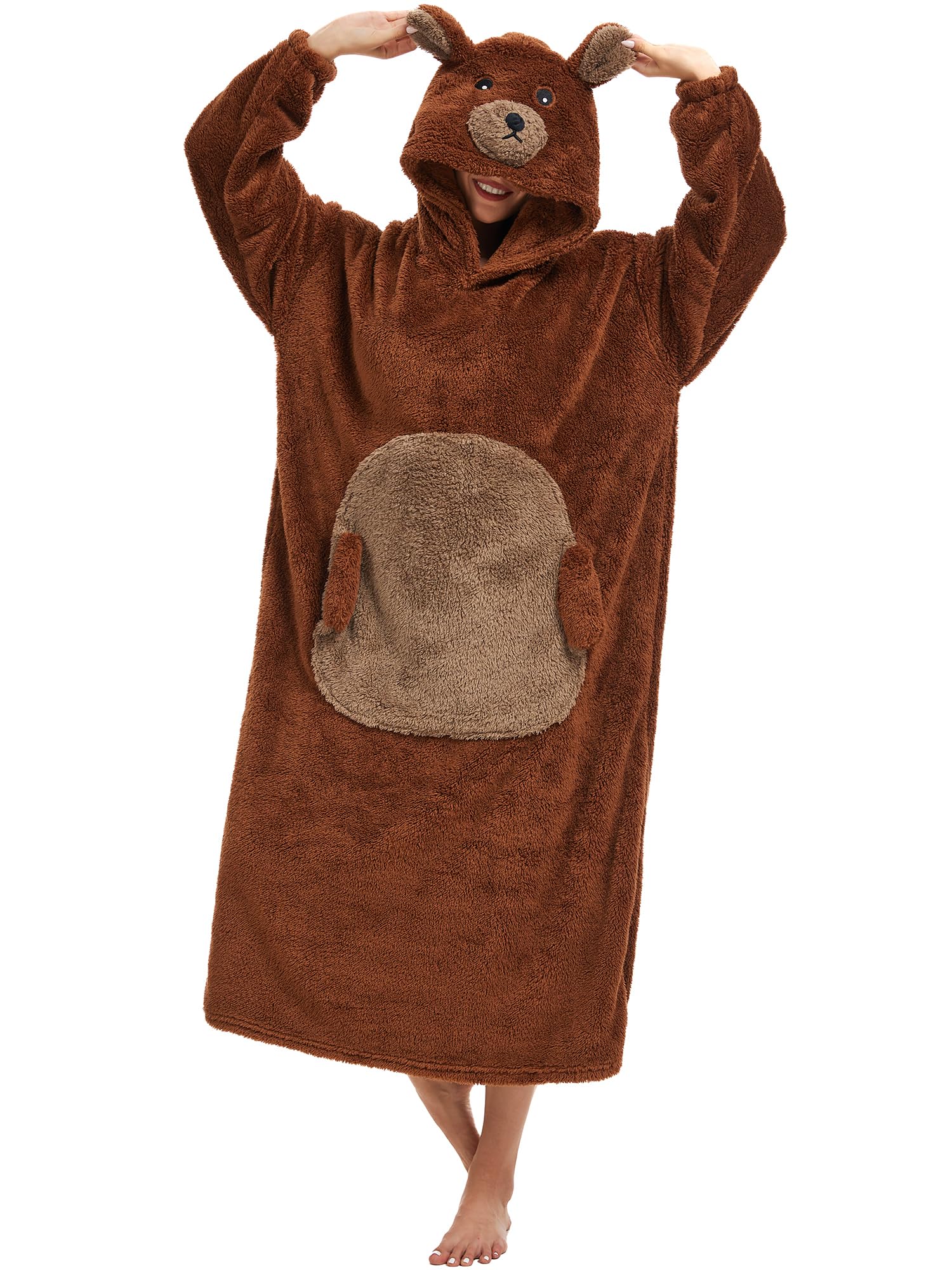 LATH.PIN Hoodie Decke Tragbare Verlängert Übergroße Oversized Pullover Tragbare Deckenhoodie Gemütlicher Decken-Sweatshirt mit Ärmeln und Riesigen Taschen für Erwachsene Unisex