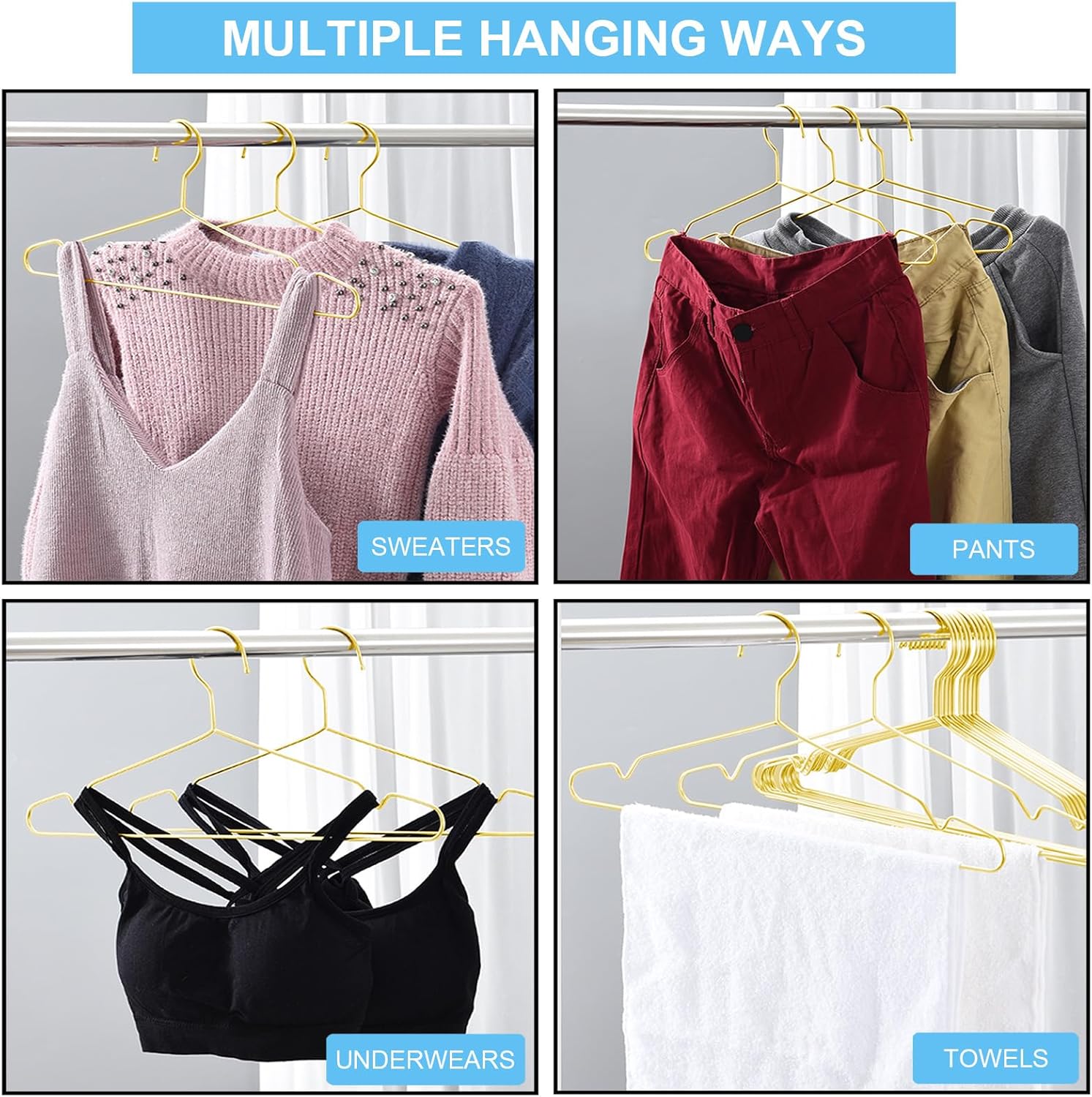 Gold Hangers Clothes 30 Pack Coat Hangers Non Slip Wire Hanger Clothing Heavy Duty Seropy Metal Hangers Space Saving Ultra Thin of Stainless Steel Hanger 16.5 Inch