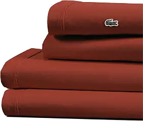 Lacoste Conjunto de lençóis 100% algodão percal de 3 peças – fresco, crocante, fosco e durável, certificado Oeko-Tex – sólido, pimenta, solteiro GG