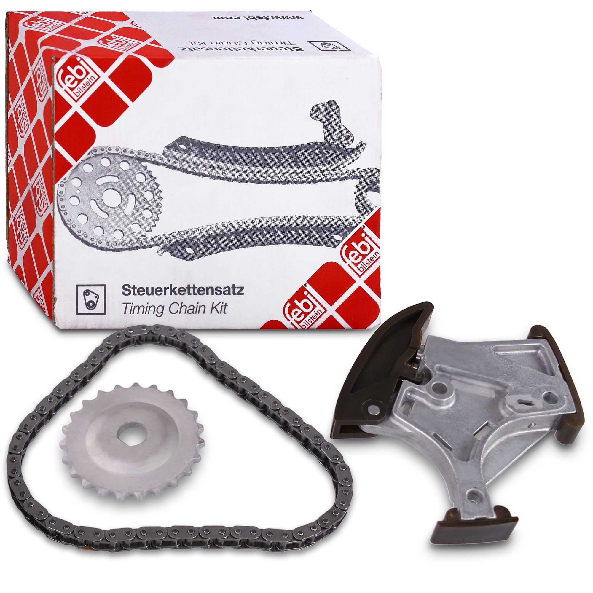 Febi bilstein 40265 taxe Ensemble chaine (Tendeur avec chaîne et des chaînes de roue pour pompe à huile), taxe Chaîne | Compatible avec: AUDI A1, A3, A3 Sportback, A4 B6, A4 B6 Avant, A4 B6 Cabriolet, A4 B7, A4 B7 Avant, A4 B7 Cabriolet, A6 C5