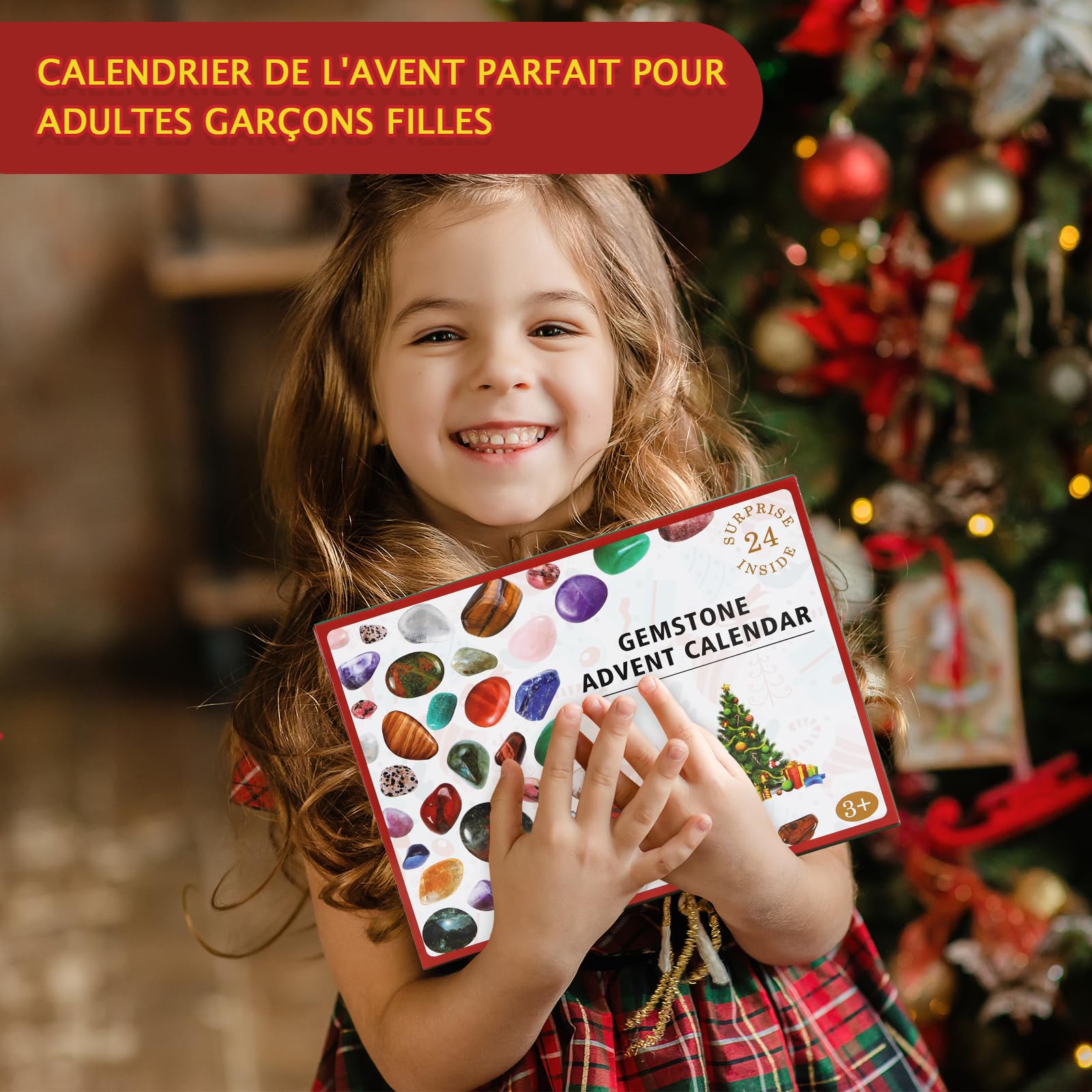 Calendrier De l'Avent 2025 Pierre Precieuse, Avec Arbre De Vie, 23 Cristaux Et Pierres Naturelles, Pour Femmes, Hommes, Enfants - Version Française