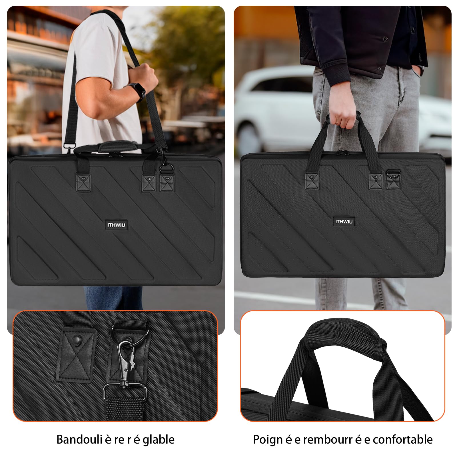 OUUTMEE Étui de Transport pour Contrôleur DJ, Compatible avec Pioneer DDJ RX/SX/SX2/SX3/DDJ-FLX6/Denon MC7000, Sac de Rangement en EVA pour Contrôleur DJ avec Poignées et Bandoulière (Noir)