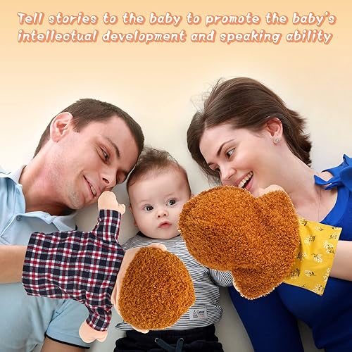 Miniatura 4 de 6 marionetas familiares de mano de 12 pulgadas, abuelos, mamá y papá, hermano y hermana, juguetes de peluche para niños, marionetas de juguete para