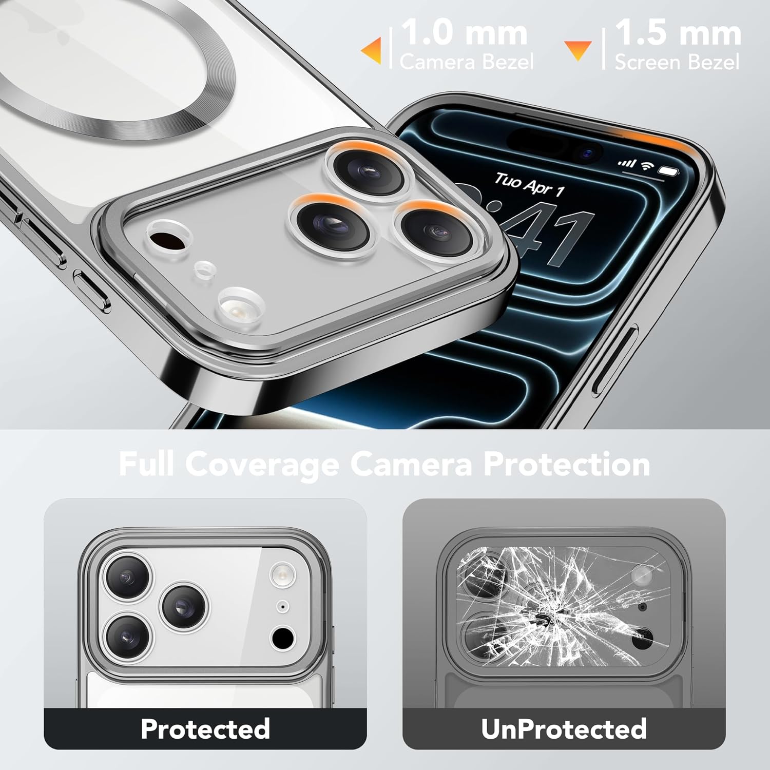 for iPhone 17 Pro Max Case with Stash Stand, Compatible with MagSafe, [Full Camera Protection] [Military-Grade Protection] Slim Shockproof Phone Case with Camera Control Button, Black