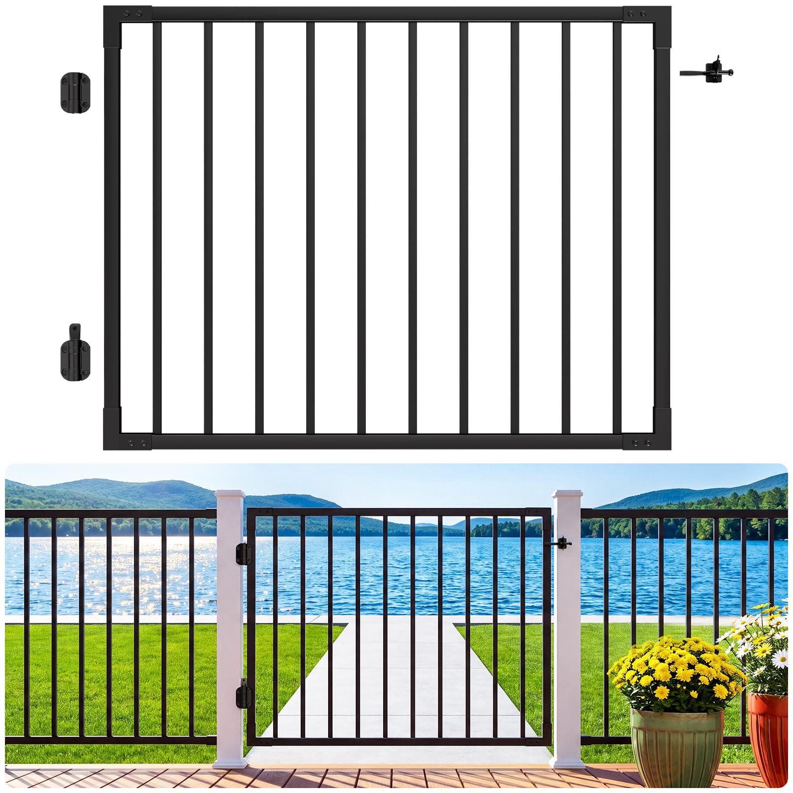 42 in. H x 4 ft. W 6063 Aluminum Deck Gate, No Sag, No Rust