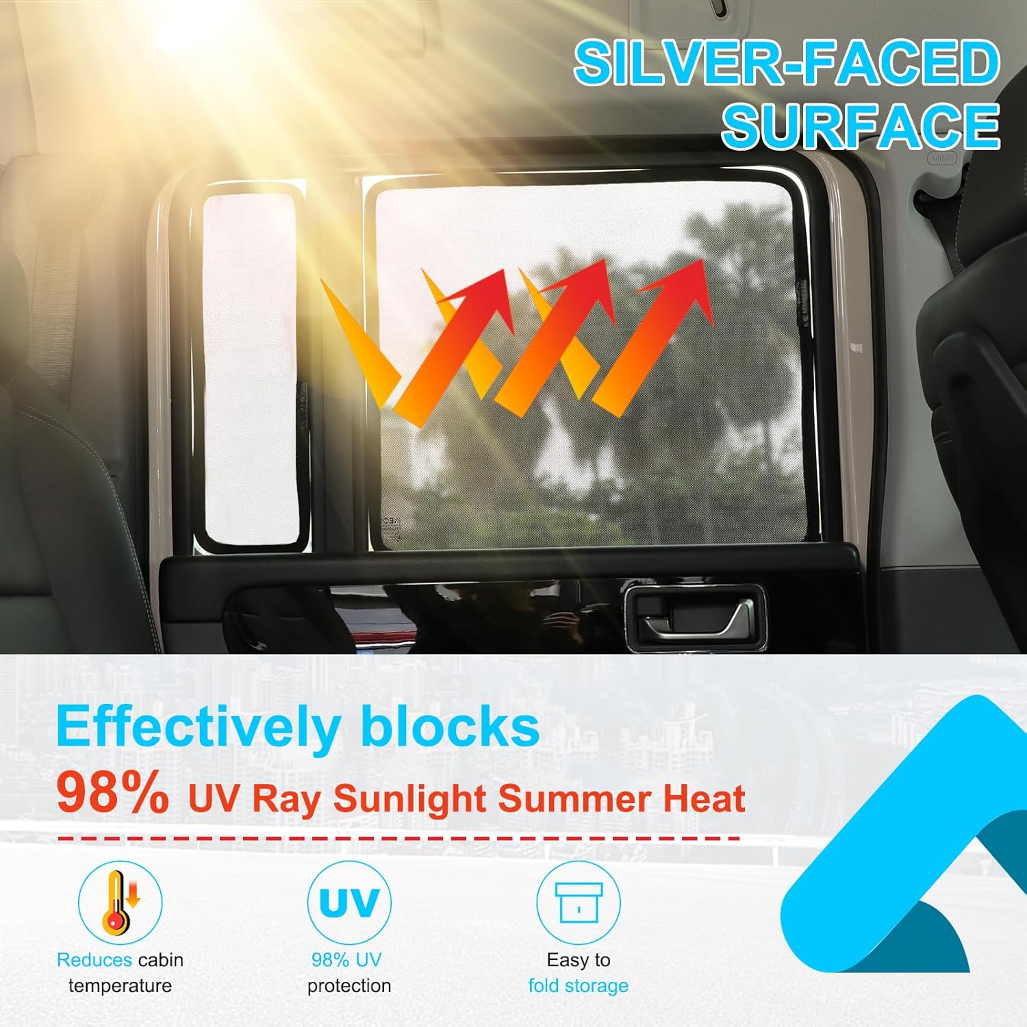 Car Side Window Sunshade Compatible with INEOS Grenadier 2020-2024 2025+, Breathable Privacy Blackout Car Seat Camping Super Stretchy Mesh Window Cover (Rear)