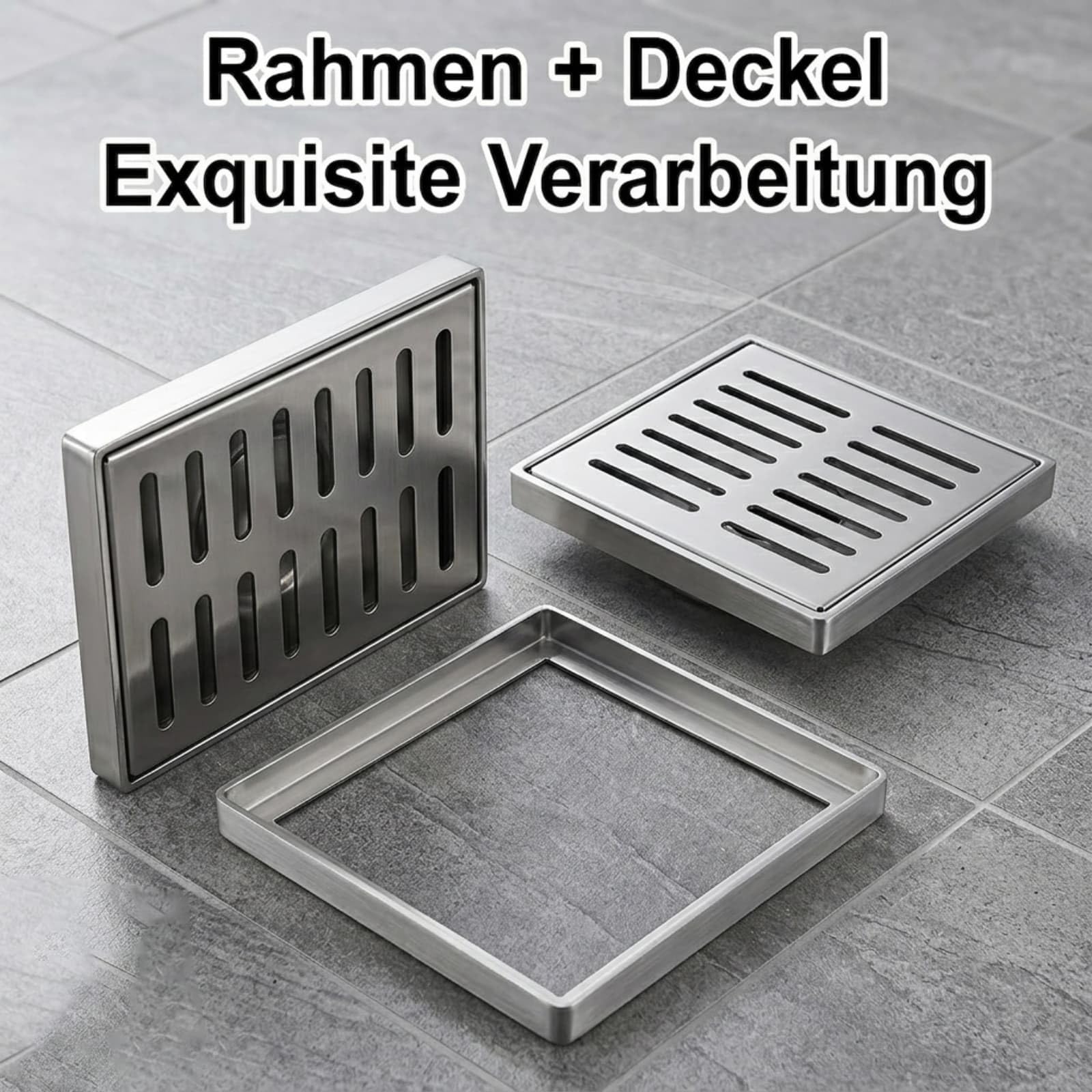 Gullideckel Edelstahl 304, Schachtabdeckung Rostfrei, Quadratische Abflussgitter für Garten, Garage und Außenbereich, Entwässerung (35 x 35 cm)