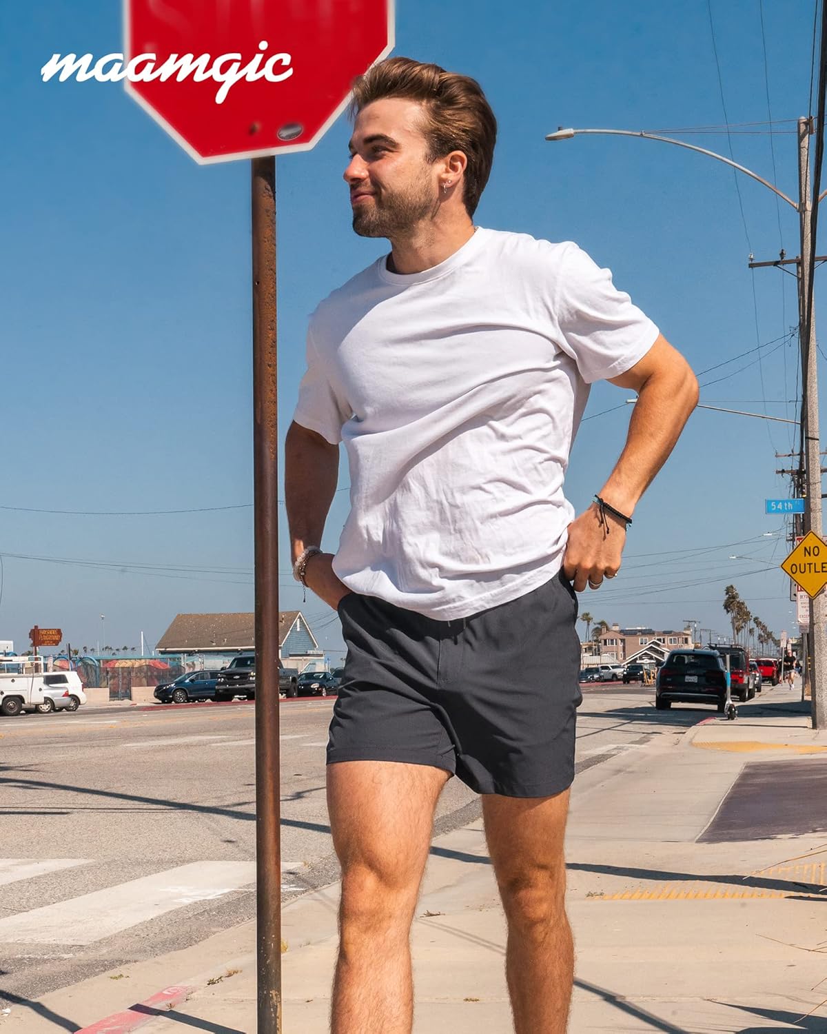 maamgic Men's 5/7 Inch Casual Classic Fit Shorts with Multi-Pocket Quick Dry Sports Shorts - Image 3