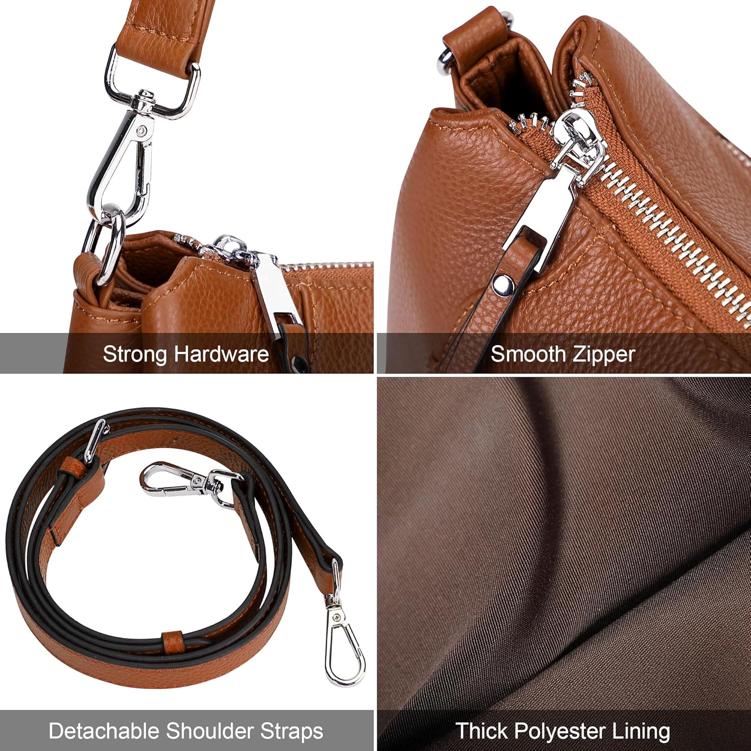 Over Earth Genuine Leather Small Hobo Crossbody Bags for Women Shoulder Purses and Handbags - Image 7