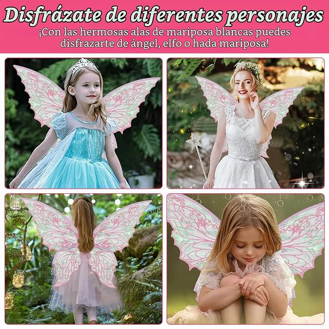 Foto 5 de 6 de weiclianhp Alas de Hada Brillantes para Adultos y Niñas con Varita de Estrella