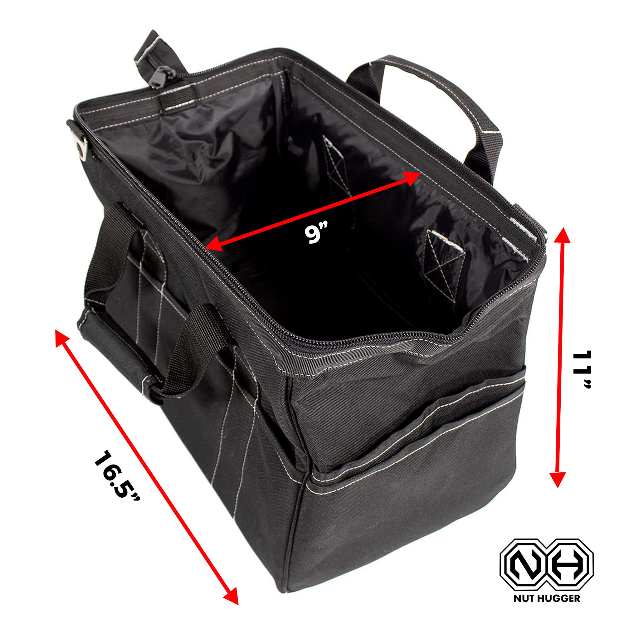 40,6 cm Wide Mouth Tool Bag con 24 tasche – Heavy Duty Large Jumbo Tool Tote Carrier – Perfetto per il trasporto di strumenti per Framer, falegnami, elettricisti o meccanici in cantieri