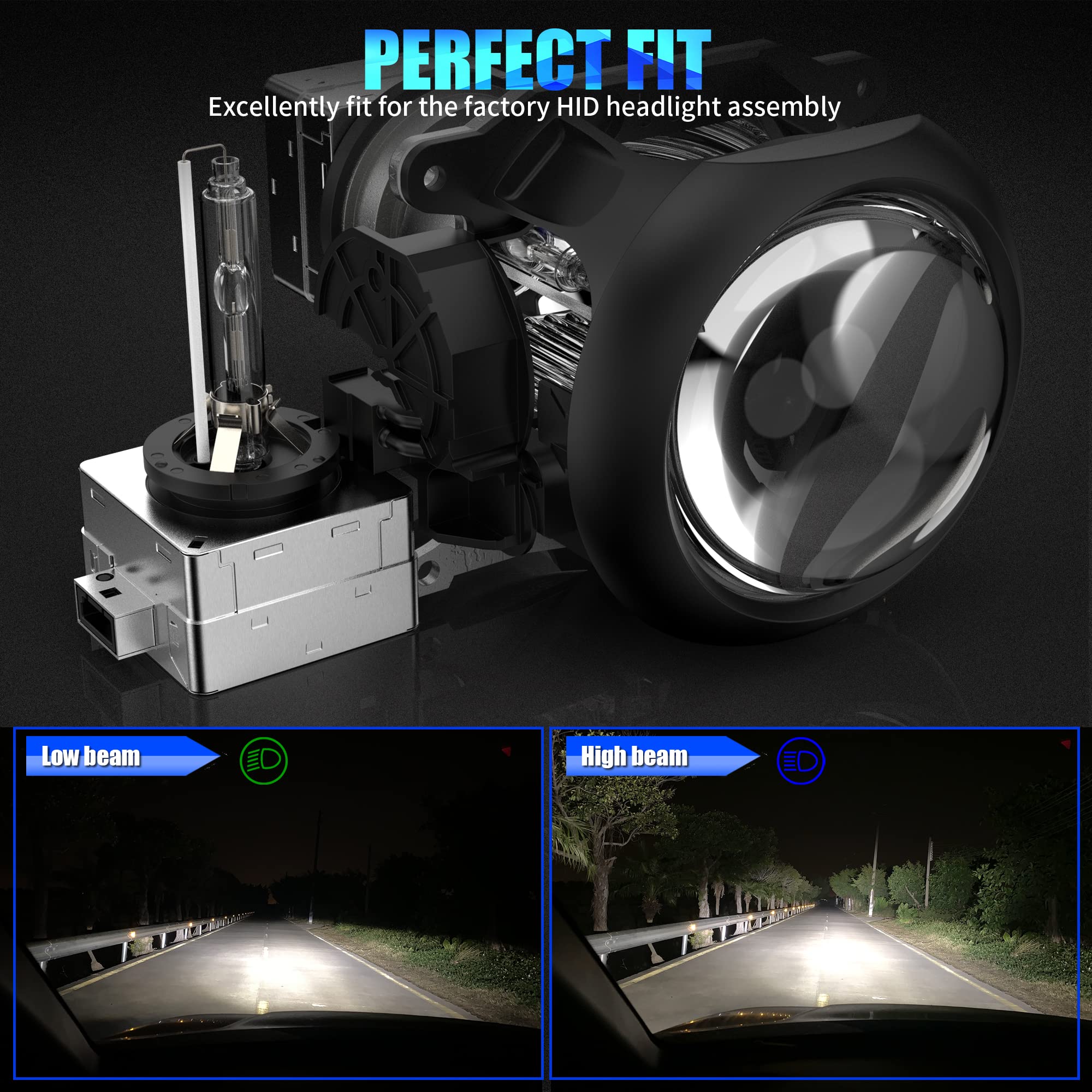 D1S Lampadine Xeno 4500LM, BEAMFLY Kit di Conversione per Fari HID Auto, Luce Abbagliante o Anabbagliante, 6000K Luci Bianca Forte Fredda
