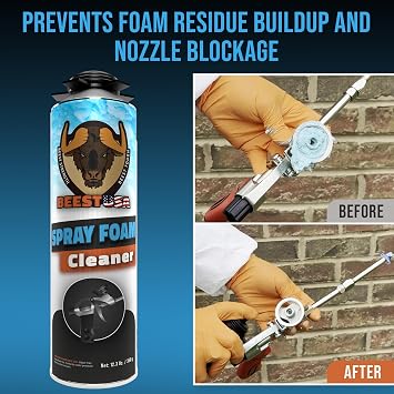 BEEST FullStop Spray Foam Insulation Cleaner for Wall & Attic - Perfect Heat & Acoustic Proofing for Reduced Energy Bills - Spray Foam Insulation Cleaner Can (2 Pack)