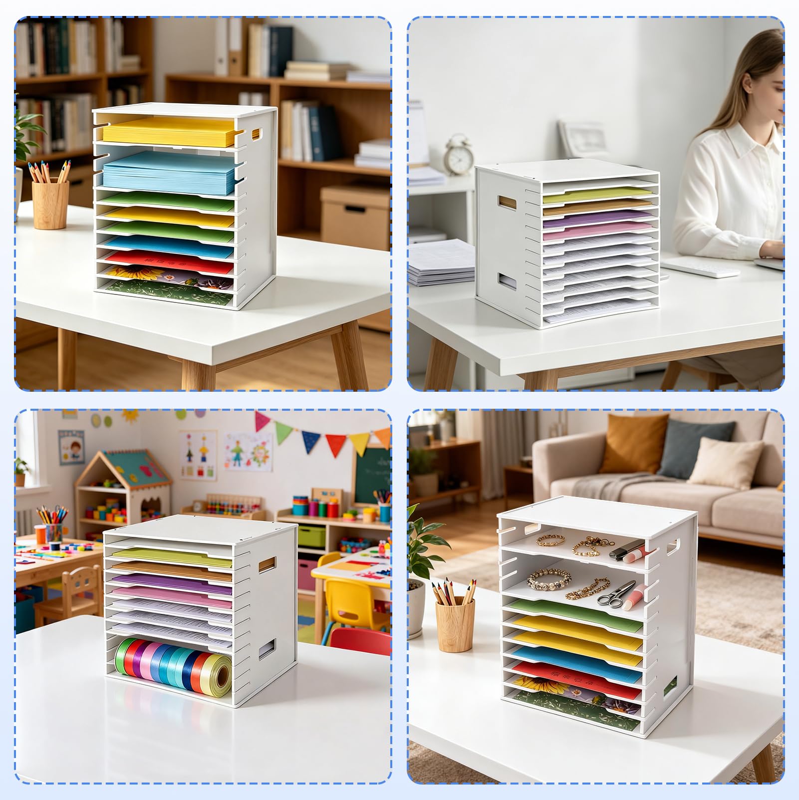 Papier Aufbewahrung, Scrapbook Papierorganizer, 12 Ebenen 12 x 12 in Aktenordner-Aufbewahrungsmappe, Schreibtisch Scrapbooking Papierrack für A4 für Heimbüro