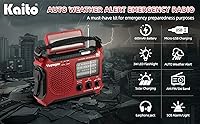 Vista 2 de Radio de alerta meteorológica Kaito KA500 de emergencia AM/FM/SW con 5 funciones Rojo