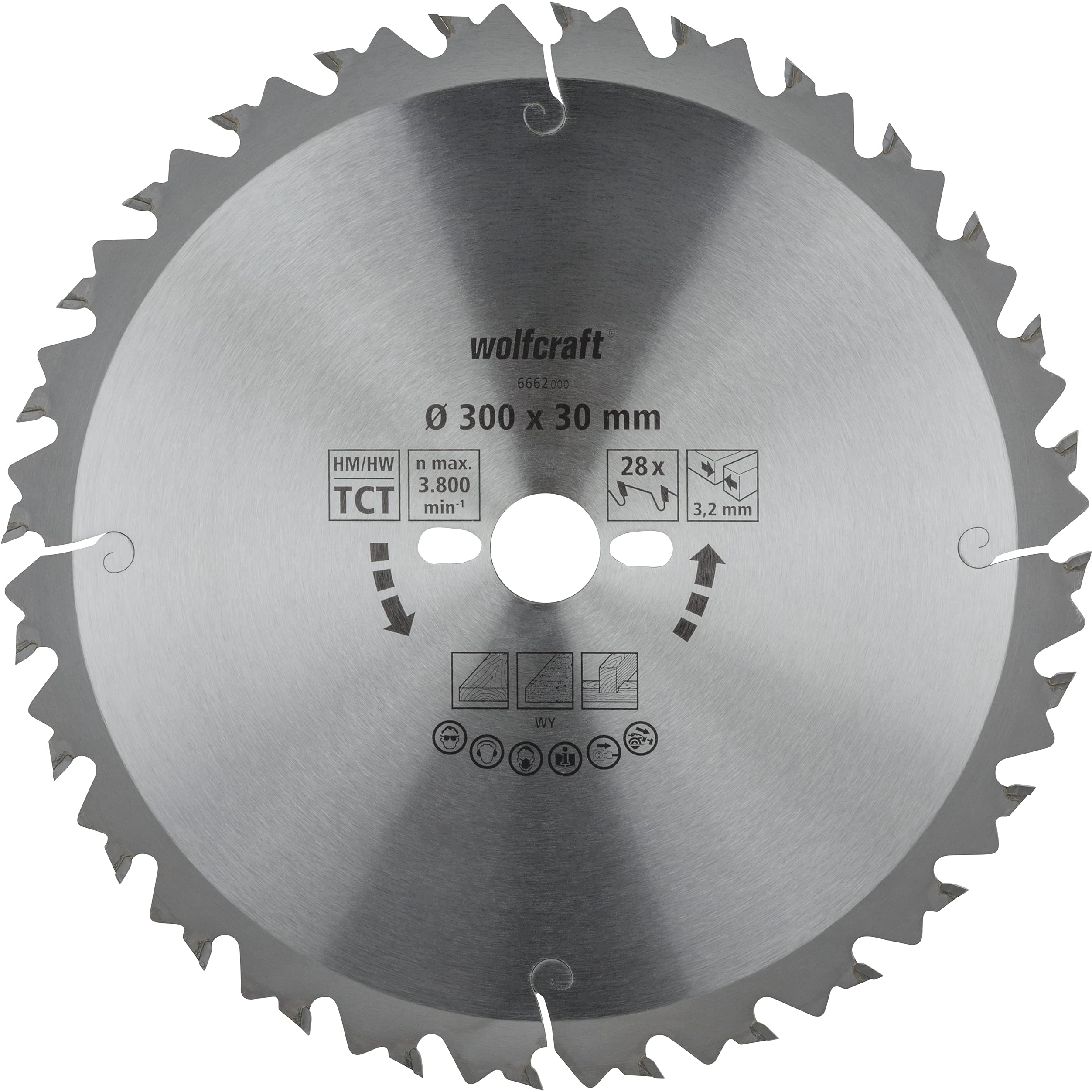 wolfcraft Lama per seghe circolari da banco TCT, serie verde I 6662000 I Tagli rapidi, medio/grossi
