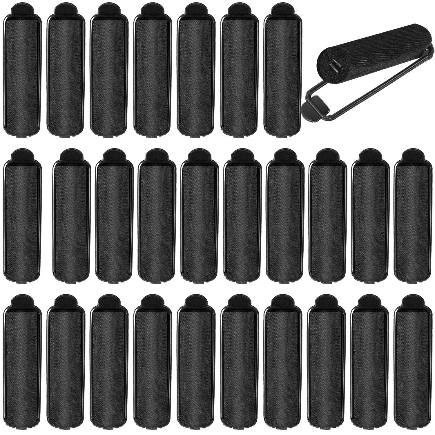 WILLBOND 40-Pack 0.6 Inch Black Satin Sponge Hair Rollers - Soft Foam Curlers for Effortless Overnight Waves & Curls
