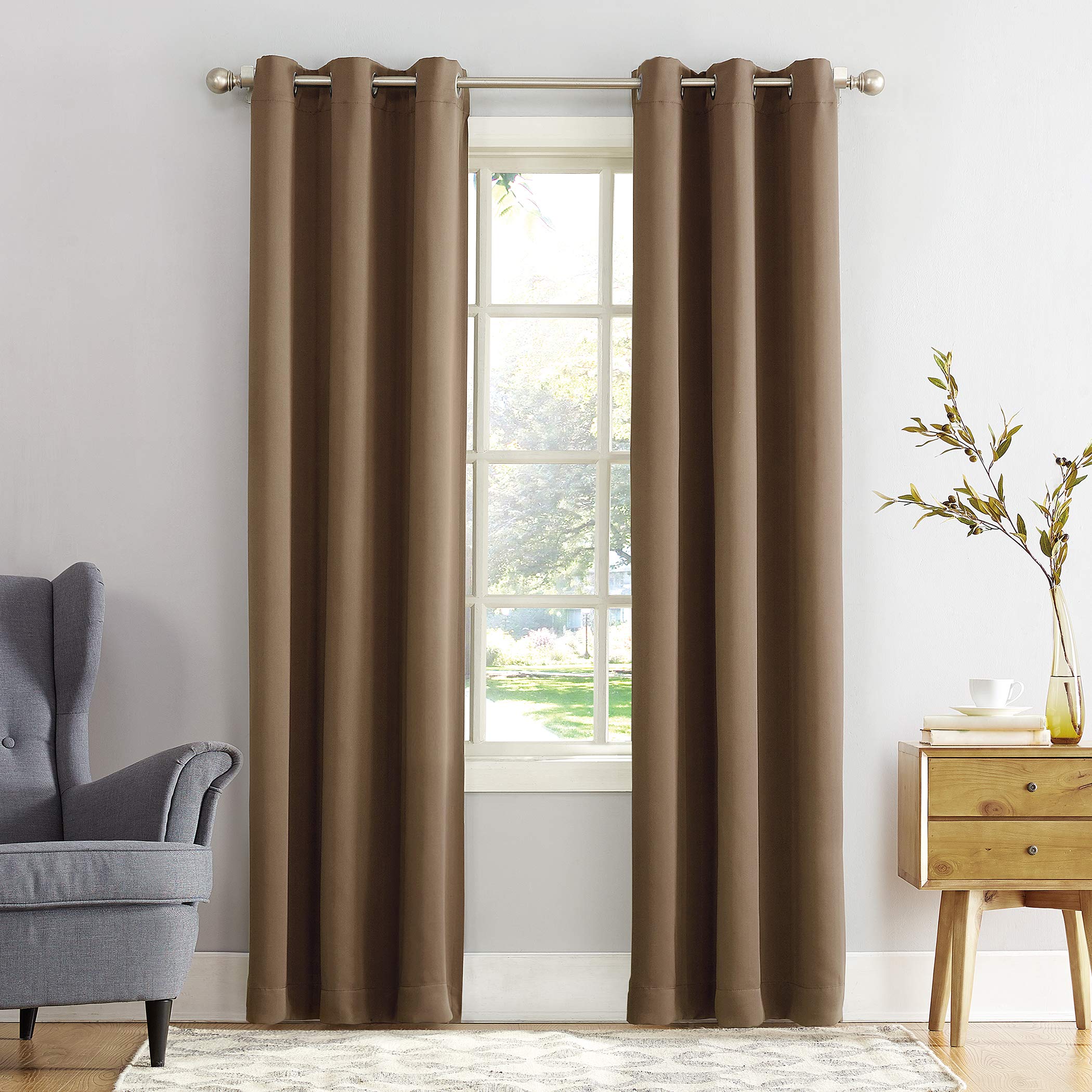 Sun Zero Easton Energy Saving Blackout Grommet Curtain Panel, 40" x 95", Barley