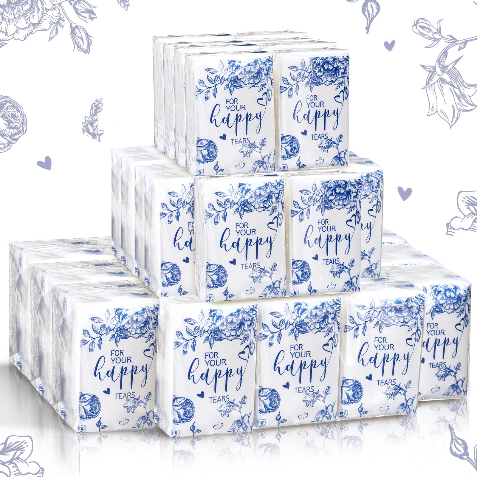 Amazon.com: Spiareal 50 Pcs Blue Flower Happy Tears Tissues for