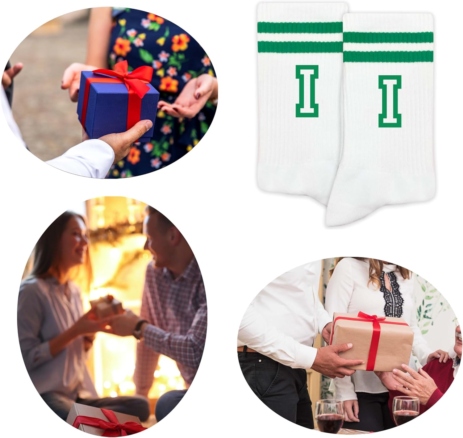 Striped Initial Socks with the Letter in Green, St. Patricks Day Socks Gifts for Family Friends, etc. - Image 5