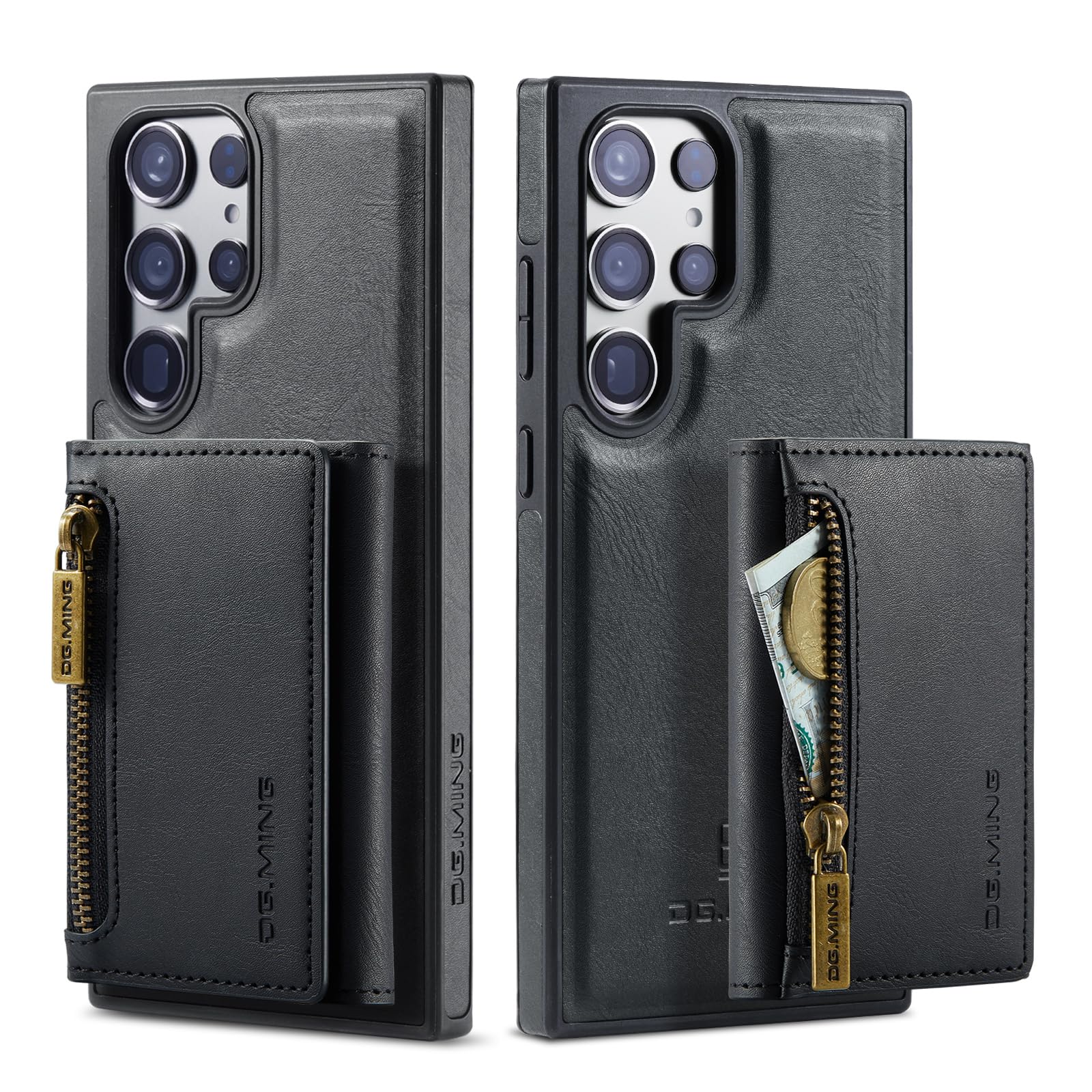 Coque iPhone 17 Air en cuir magnétique avec fermeture éclair et support - 8