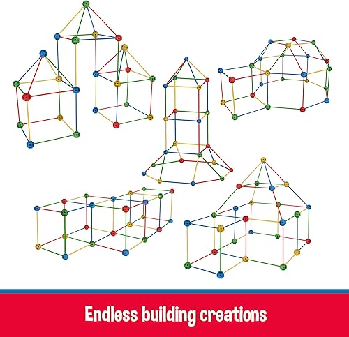 Miniatura 4 de Shape28 - Kit de construcción de fortalezas  85 piezas con bolsa de almacenamiento  Kit de construcción de fuertes multicolor  85 piezas con bolsa