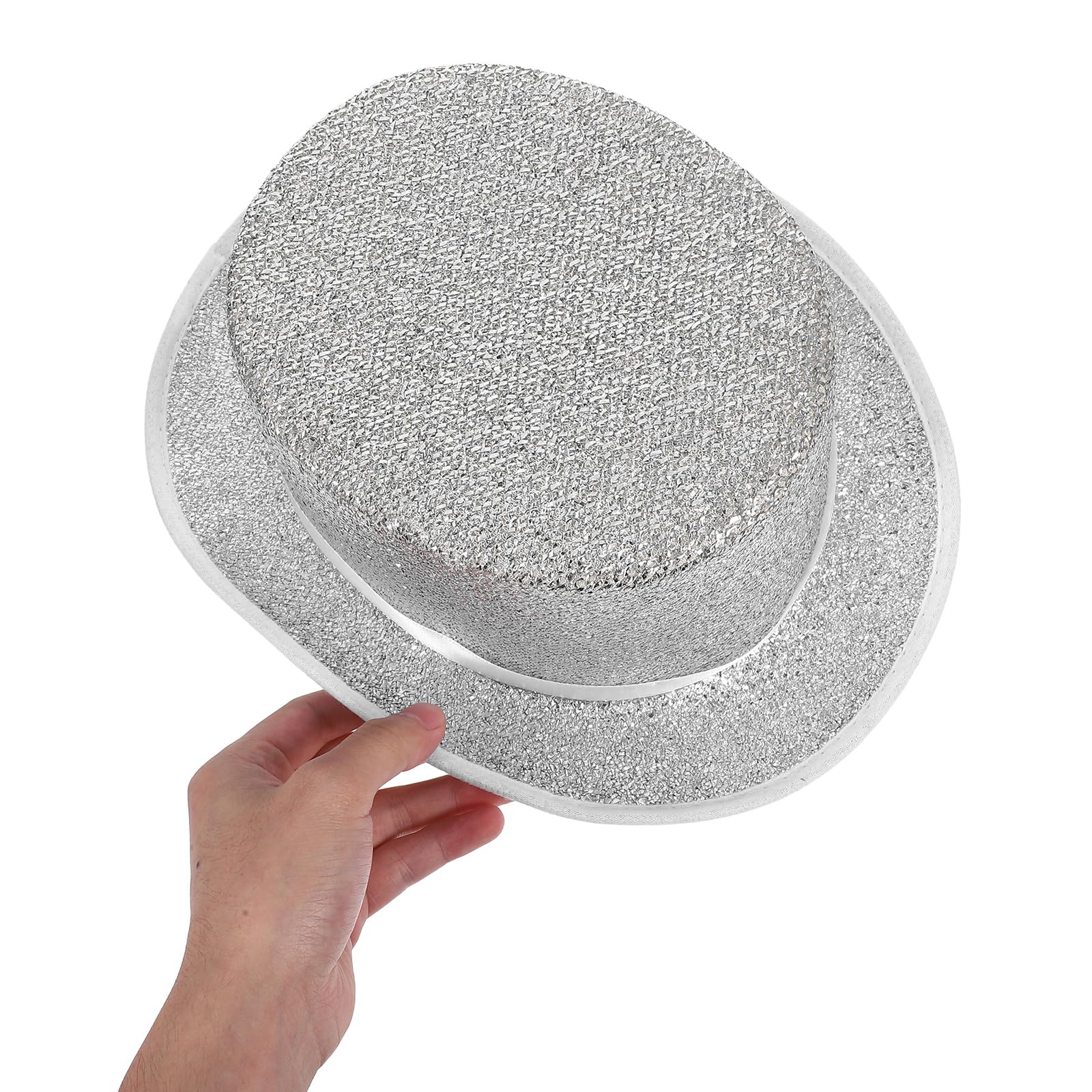 LOGOFUN Top Hat Lightweight Cosplay Cap Prop Silver Feather Design for Role Playing Birthday Party Costume Decorations Accessories