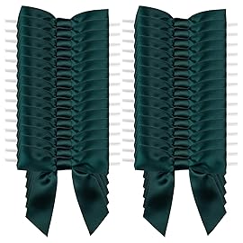 7Rainbows 30pcs Boutique 3.5 Dark Green Satin Ribbon Twist Tie Bows for Tying Up Packages Gift Wrapping