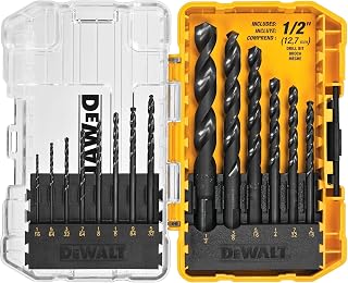 DEWALT 14-Piece Drill Bit Set, 3-Flat Shank, 135° Split Point, Black & Gold HSS for Wood, Metal, Plastic (DWA1184)