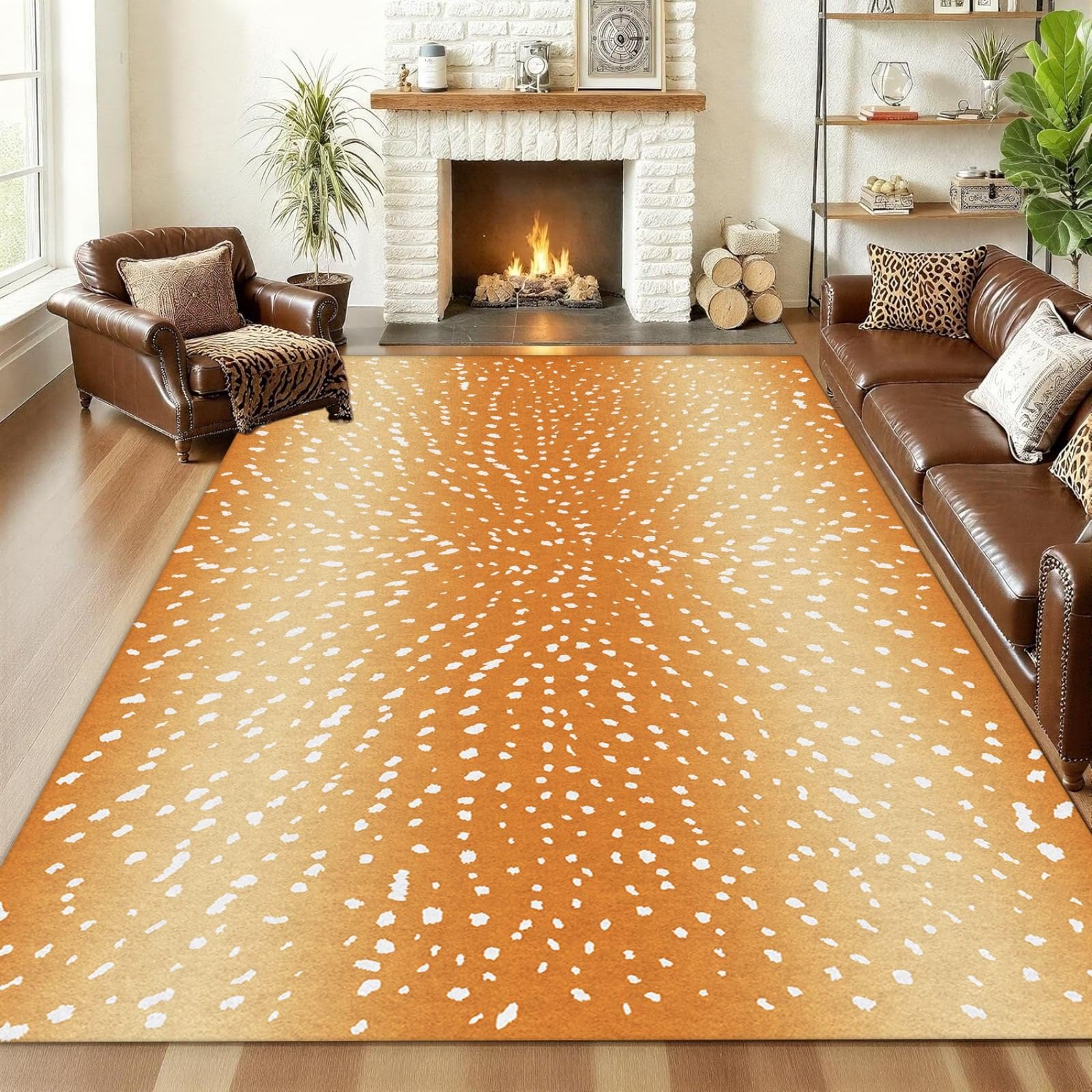 ZLXMN Faux Animal Skin Area Rug,180x260cm Sheepskin Print Washable Carpet Soft Antelope Hide Area Rug for Living Room Bedroom Bedroom Ustic Farmhouse Easy Clean Floor Mat โ image 1