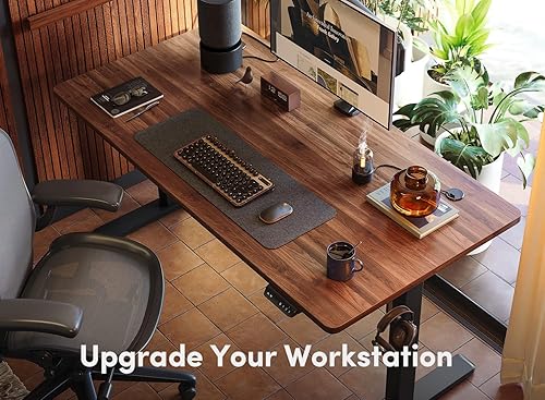 Miniatura 4 de FEZIBO Escritorio eléctrico de pie ajustable en altura, mesa de pie de 48 x 24 pulgadas, escritorio de oficina en casa con tablero de empalme, nogal