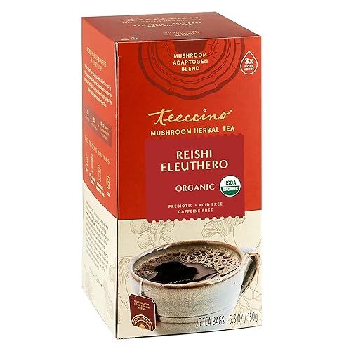Miniatura 2 de Teeccino Paquete variado de té de hierbas  Reishi Eleuthero French Roast, pavo cola astrágalo y nuez de macadamia  Champiñones y hierbas