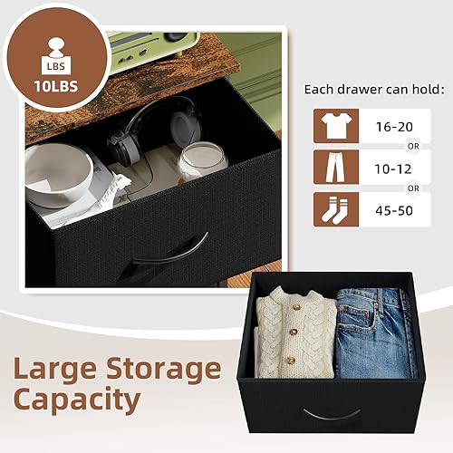 Miniatura 5 de Somdot Cómoda alta para dormitorio, organizador de almacenamiento de 4 cajones, cómoda con contenedores de tela extraíbles para sala de estar,