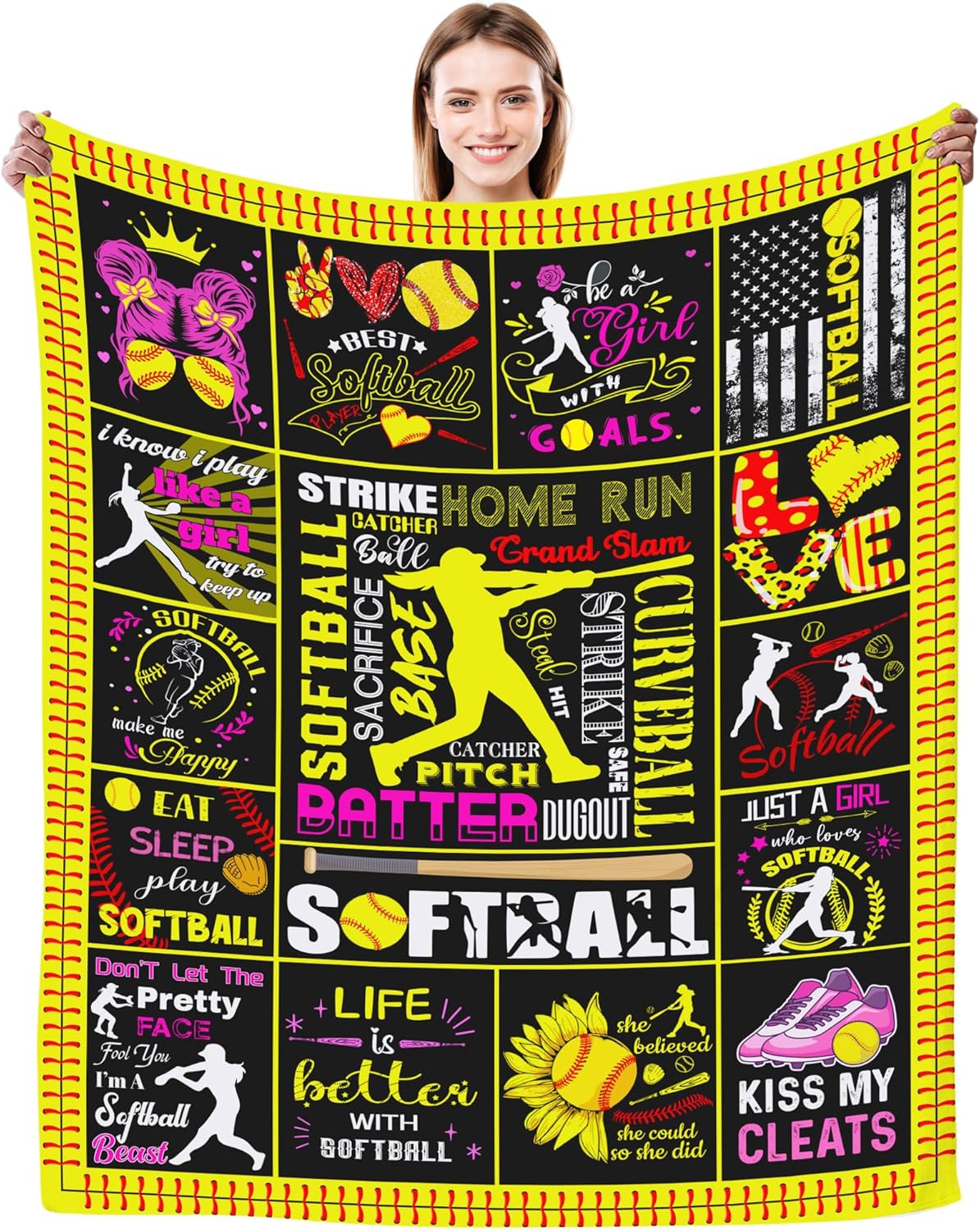Softball Blanket Ultra Soft Warm Flannel Throw Blanket