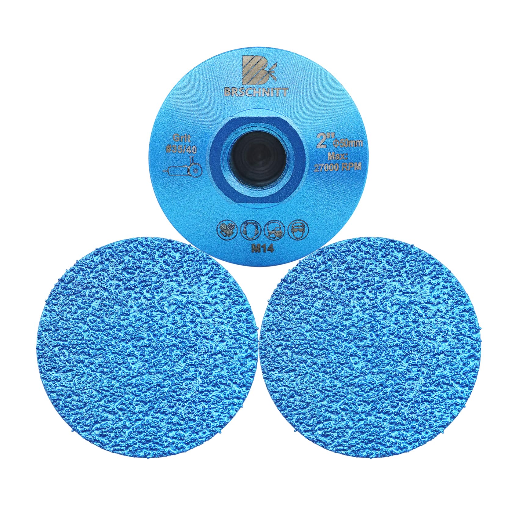 BRSCHNITT 2" Diamond Grinding Wheel #35/40 - for Grinding Shaping Polishing and Cleaning Tile Granite Marble Masonry Brick for M14 Angle Grinder (3pcs）