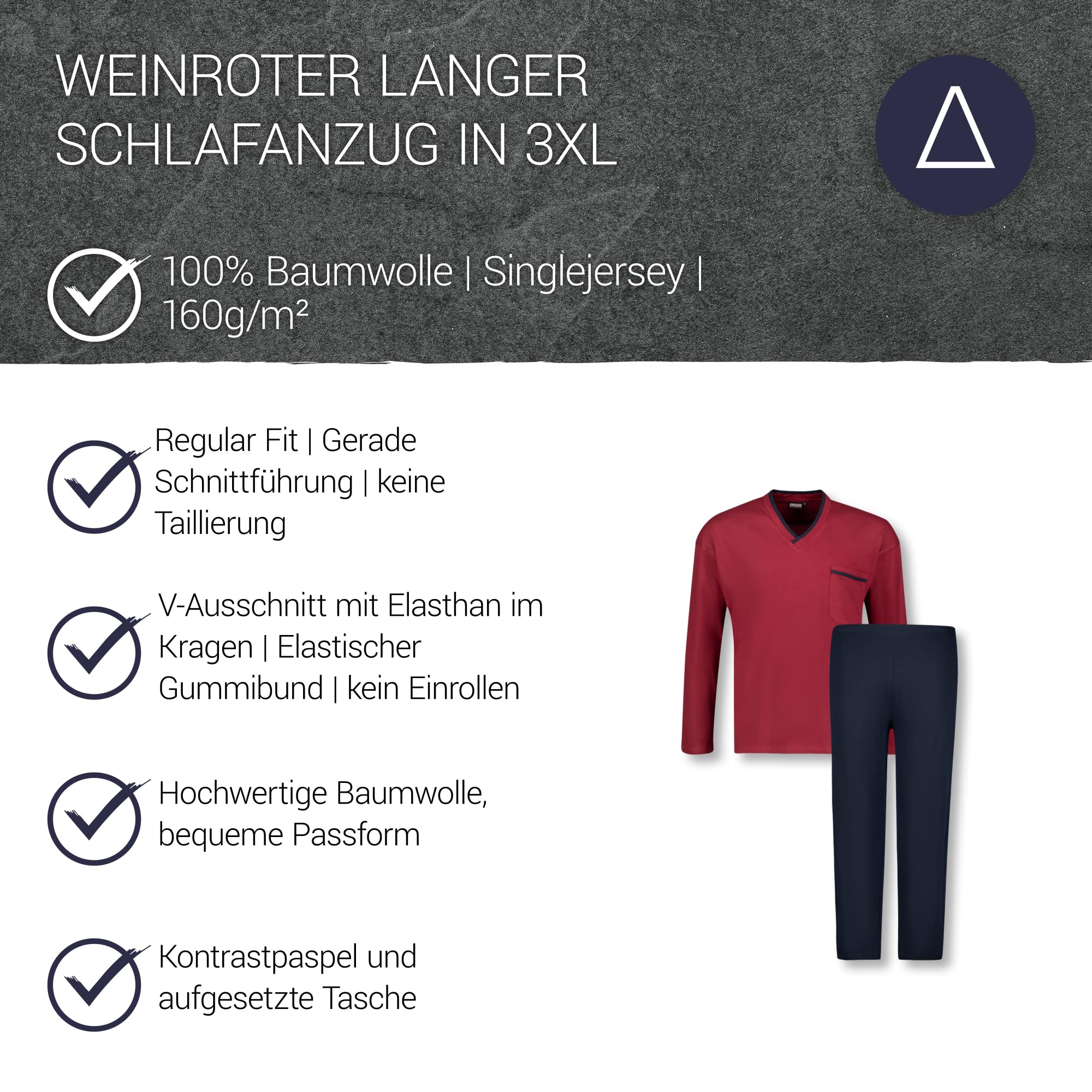 ADAMO Langer Herren Schlafanzug Übergrößen bis 10XL