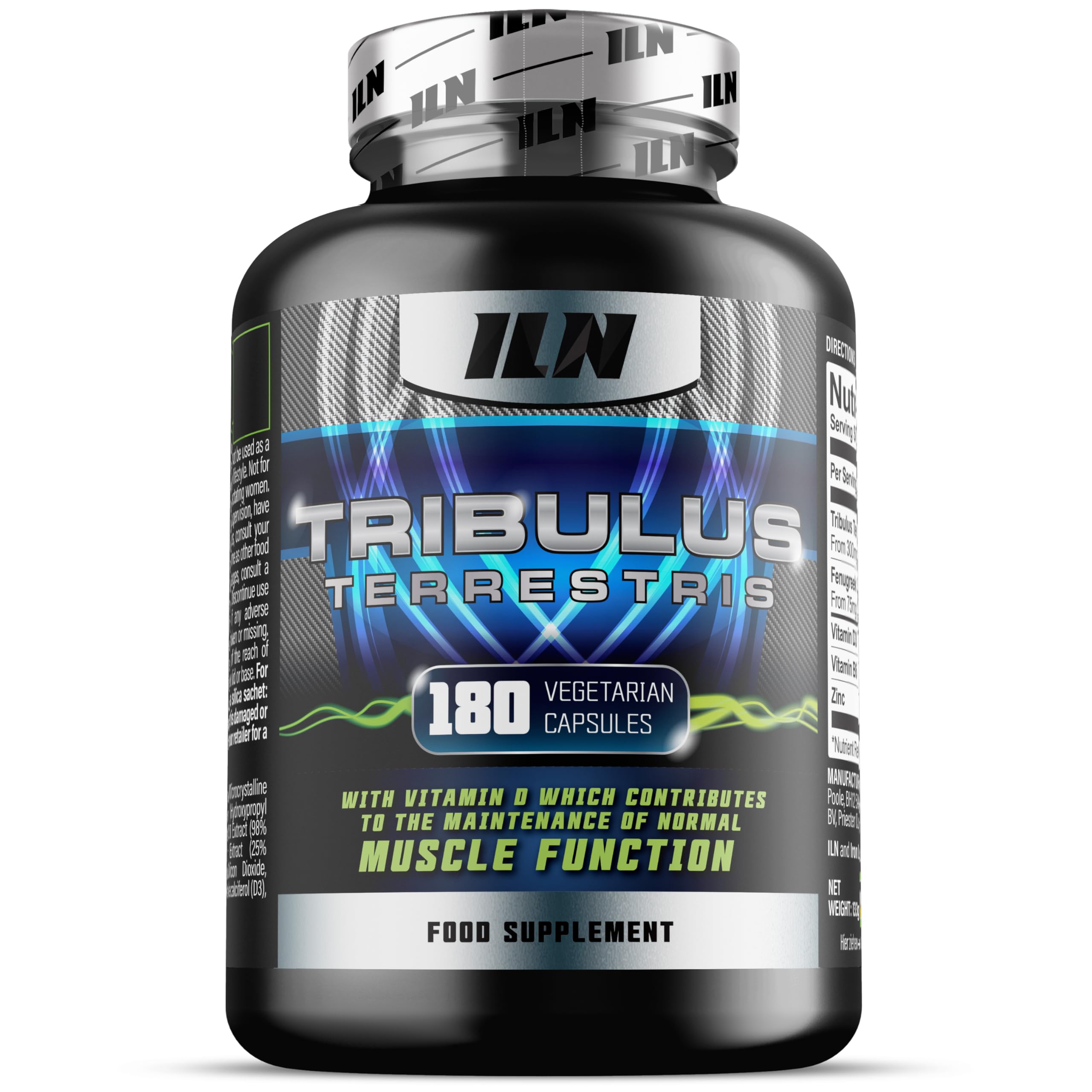 ILN Tribulus Terrestris hochdosiert 6000 mg Äquivalent - 98% Saponine - Kapseln für Männer und Frauen - 180 vegetarische Kapseln