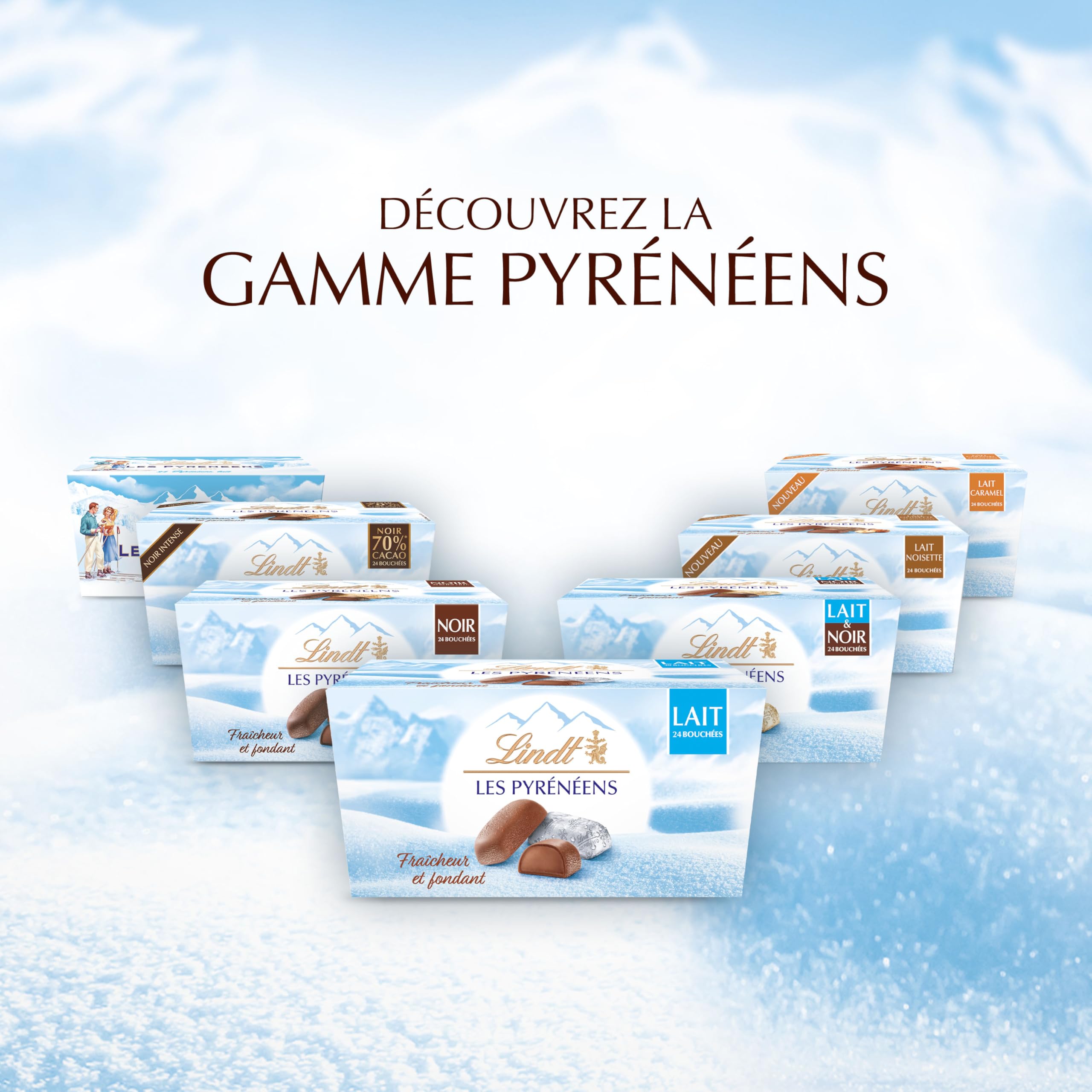 Lindt - Ballotin LES PYRÉNÉENS - Chocolat au Lait - Frais et Fondant - Idéal pour Noël, 175g