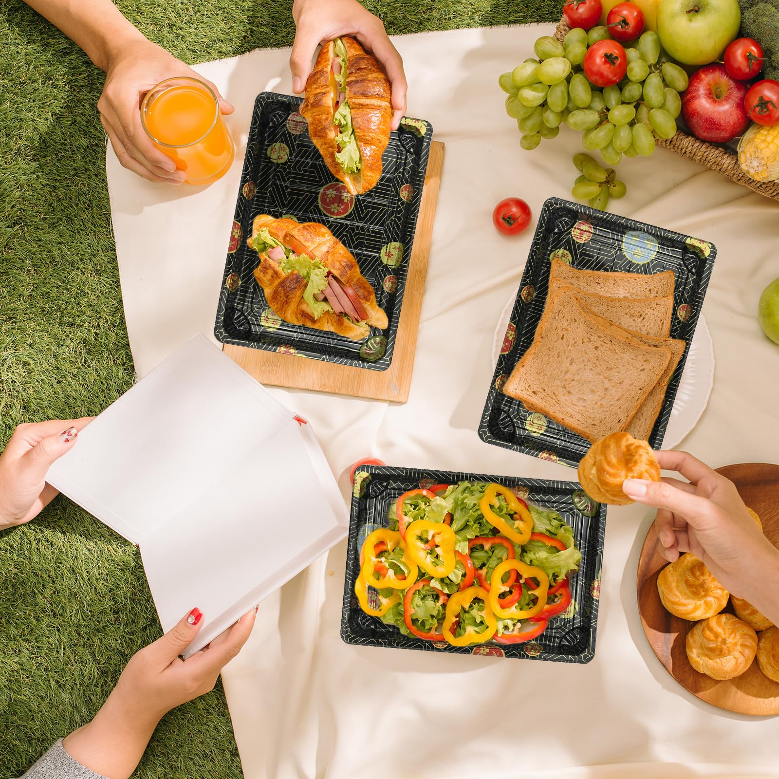 DAJAVE Wiederverwendbare Sandwichplatten mit Deckel, kleine Catering-Tabletts, goldfarben, Buffet-Tablett für Süßigkeiten, Partys, Essen, 25,5 x 18,5 DAJAVE Wiederverwendbare Sandwichplatten mit Deckel, kleine Catering-Tabletts, goldfarben, Buffet-Tablett für Süßigkeiten, Partys, Essen, 25,5 x 18,5