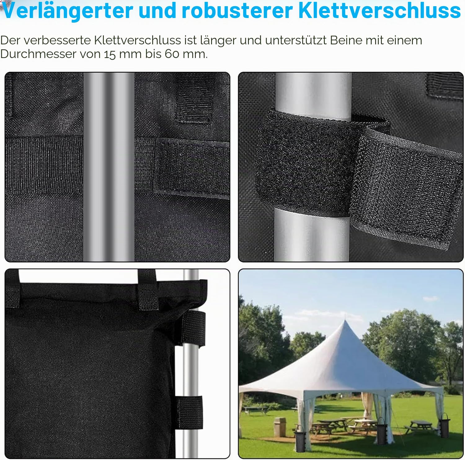 4 Stück Pavillon Gewichte, Gewichte für Ppavillon 600D Oxford Wasserdicht Sandsäcke zum Beschweren, Pavillion Beschwerung für Faltpavillon Pavillon Zelt Outdoor (15 x 50 cm)