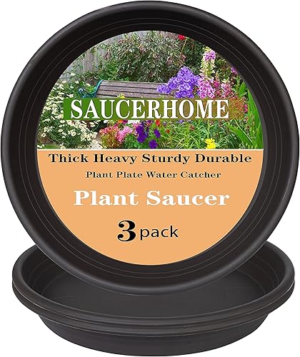 SAUCERHOME 3 paquetes de bandejas de plástico para macetas de 6, 8, 10, 12, 14, 16, 19, 20 pulgadas, platillos de plástico para macetas y bandejas