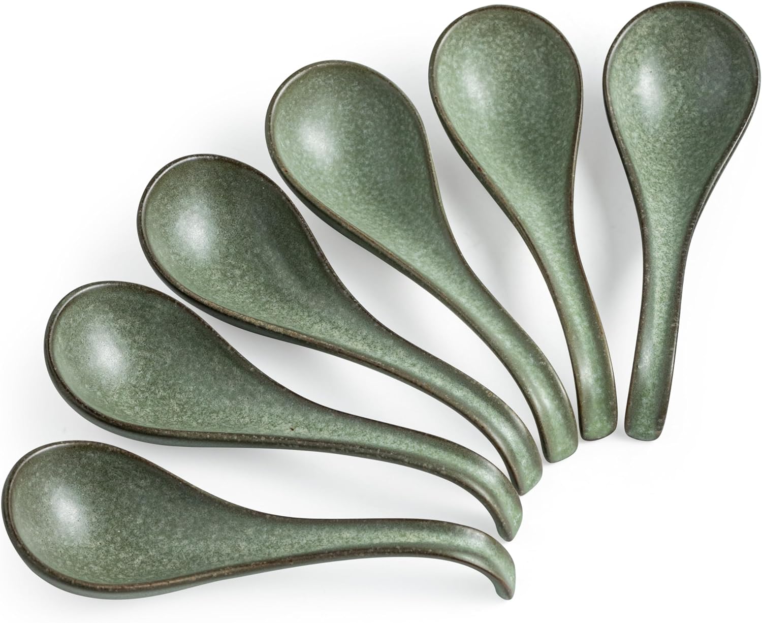 LYEOBOH Asian Soup Spoon, Chinese Soup Spoons, Ramen Spoons, Japanese Ceramic Set of 6 and Black Sugar Bowl with Lid and Spoon, 15 Oz Farmhouse Sugar Container Holder for Coffee Bar Accessories